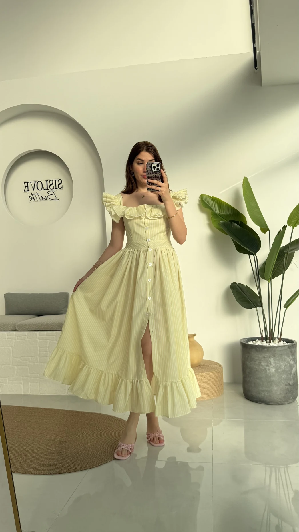 Bridgerton Lime Sarı Elbise