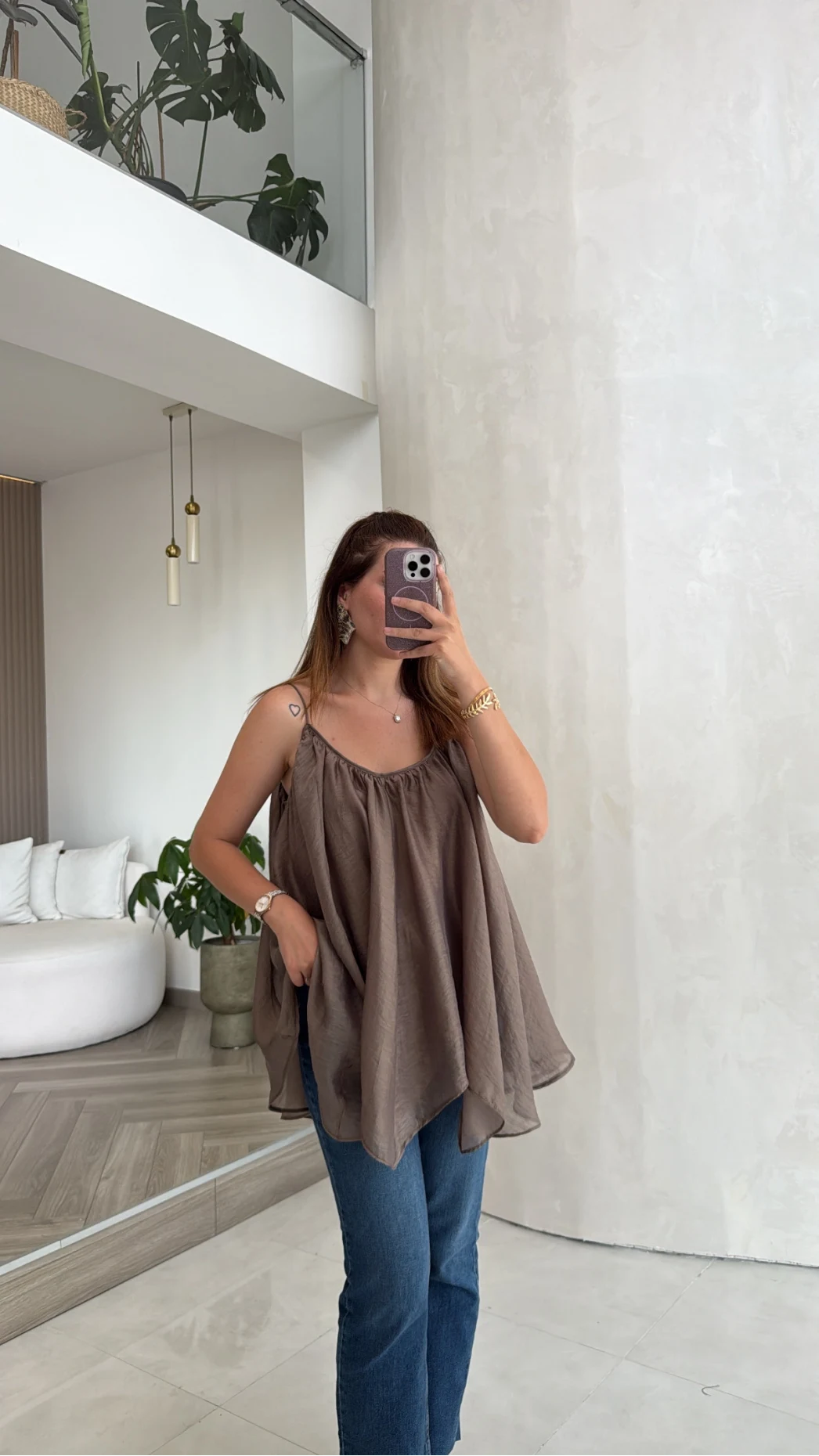 Bronz Askılı Pelerin Bluz - Kod: 5090