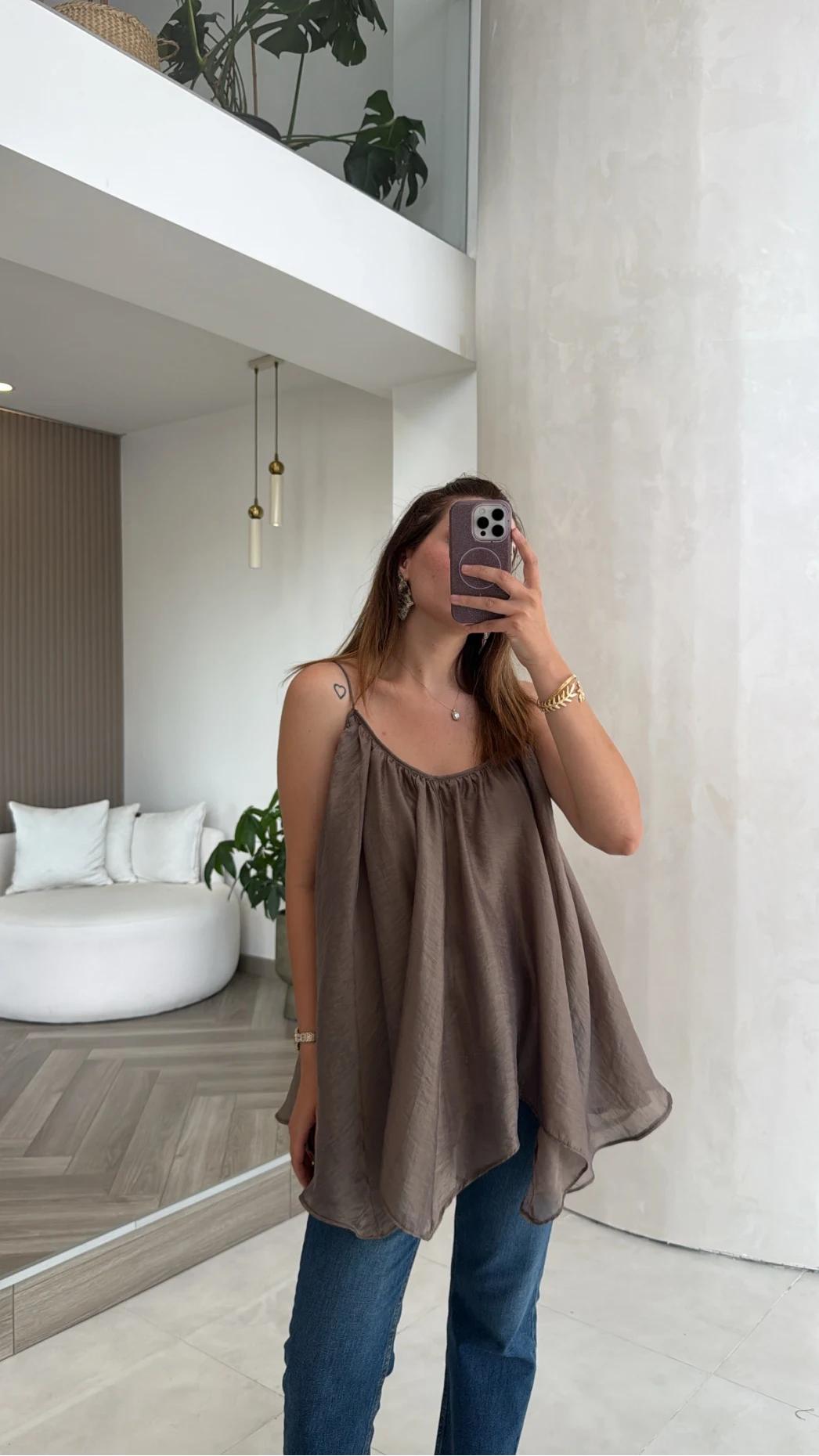 Bronz Askılı Pelerin Bluz - Kod: 5090