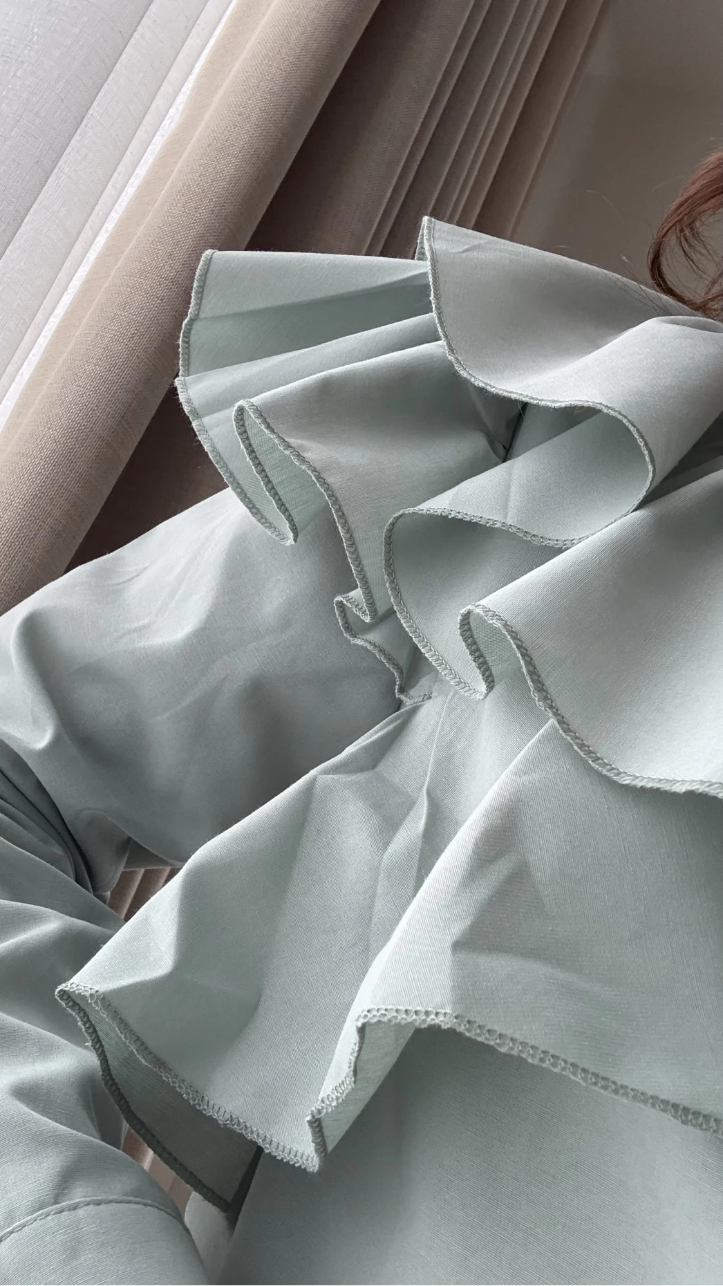 Bukle Fırfırlı Gömlek Mint