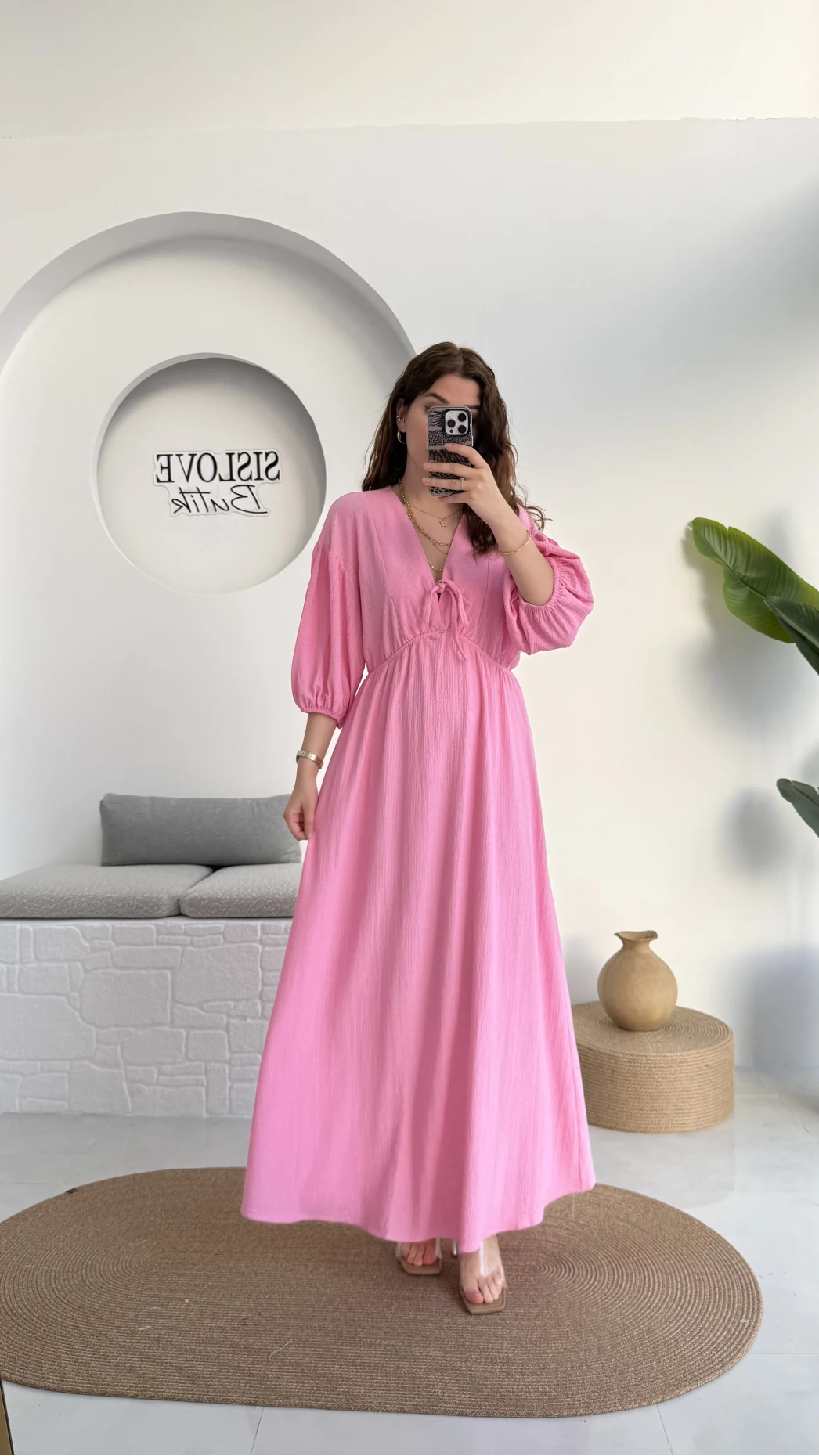 Bürümcük Maxi Boy Becca Elbise Pembe - 3036