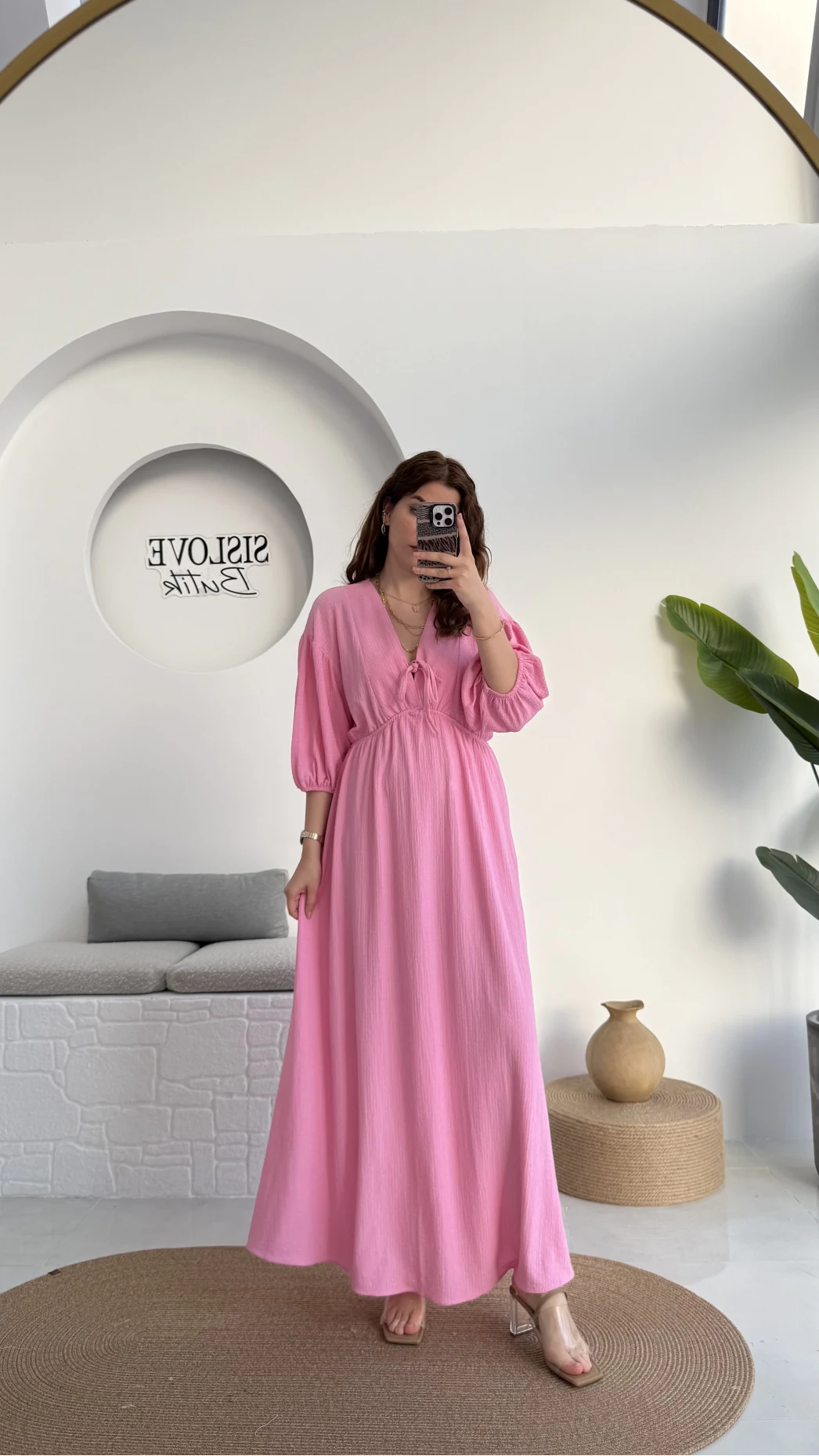 Bürümcük Maxi Boy Becca Elbise Pembe - 3036
