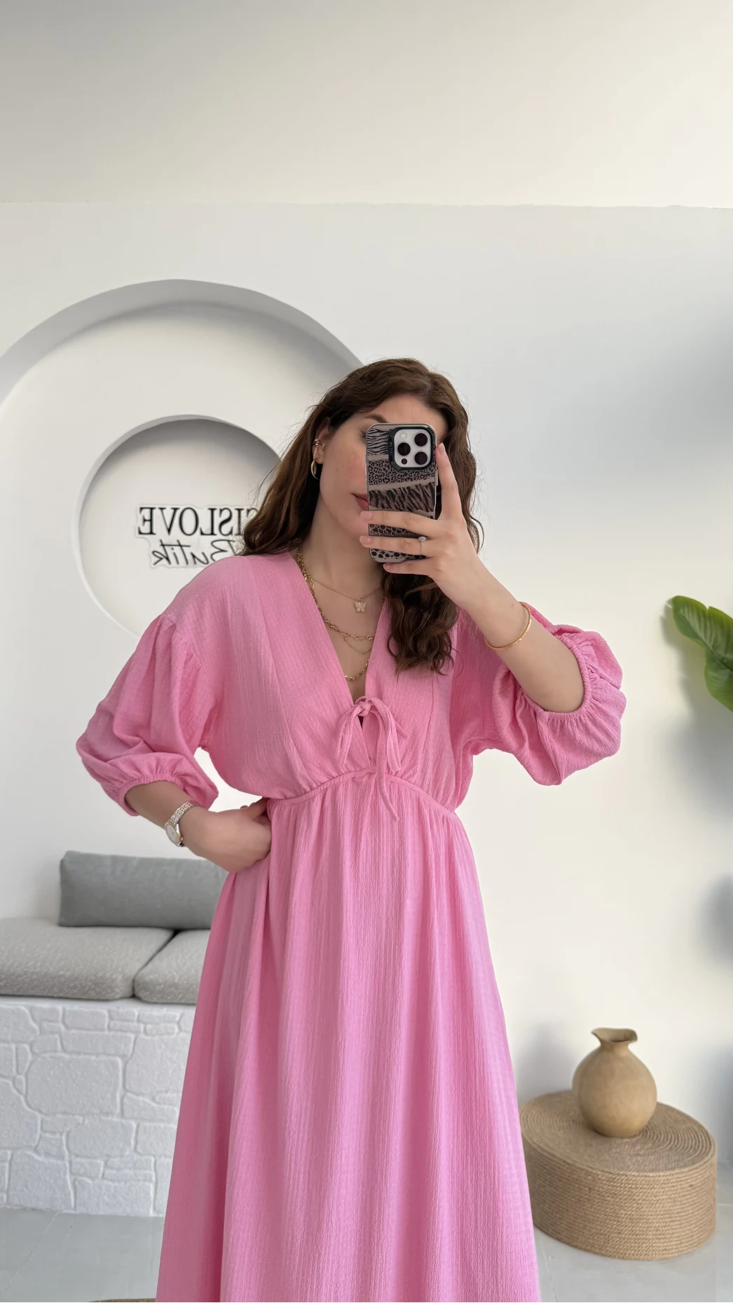 Bürümcük Maxi Boy Becca Elbise Pembe - 3036
