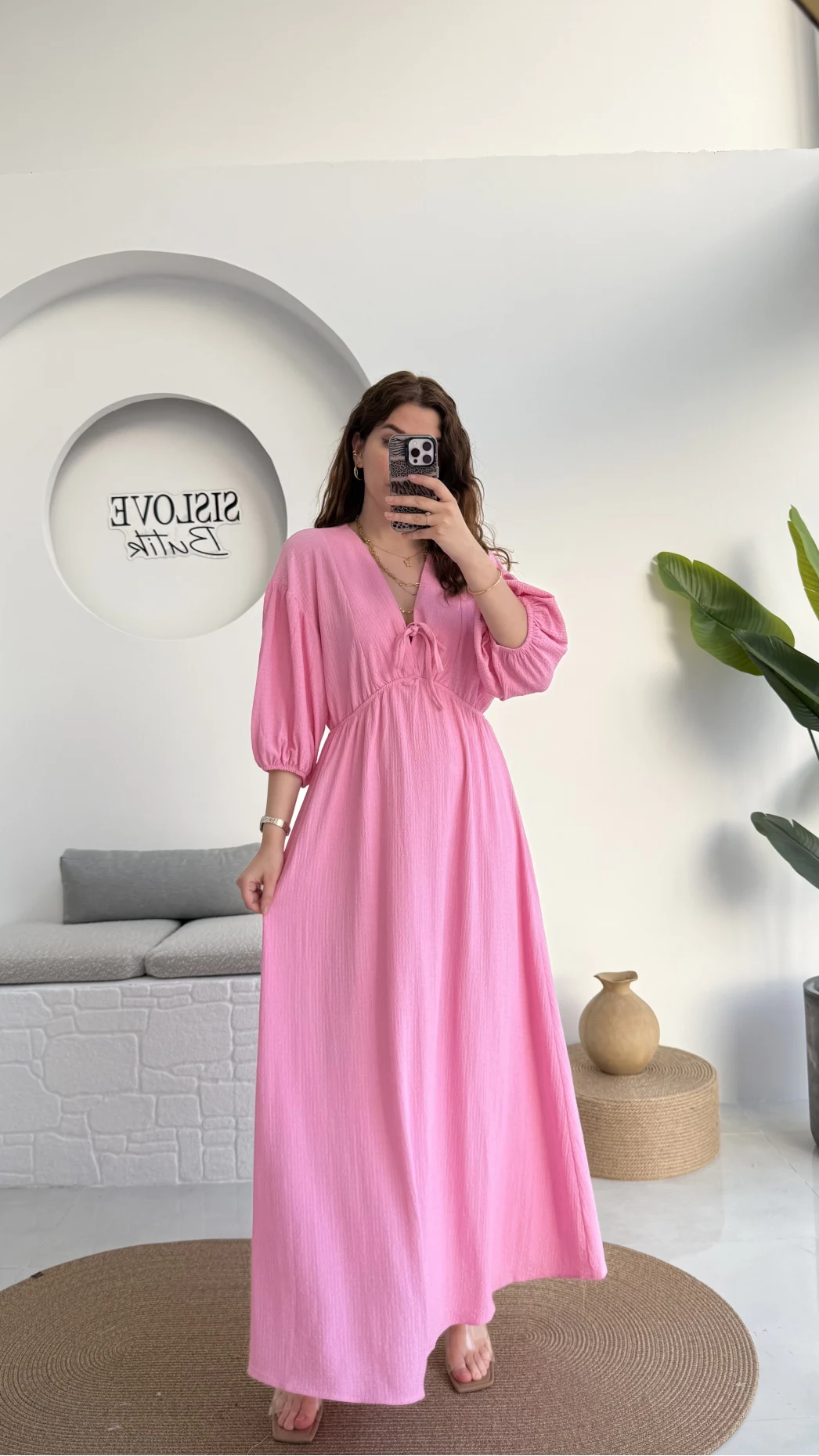 Bürümcük Maxi Boy Becca Elbise Pembe - 3036