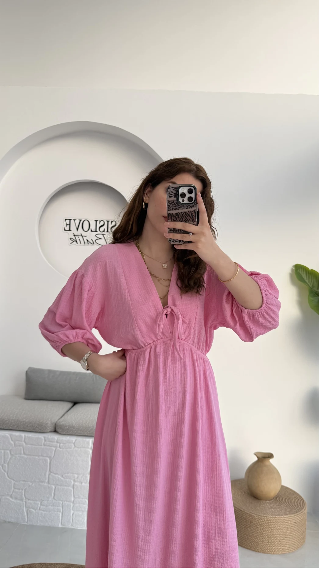 Bürümcük Maxi Boy Becca Elbise Pembe - 3036