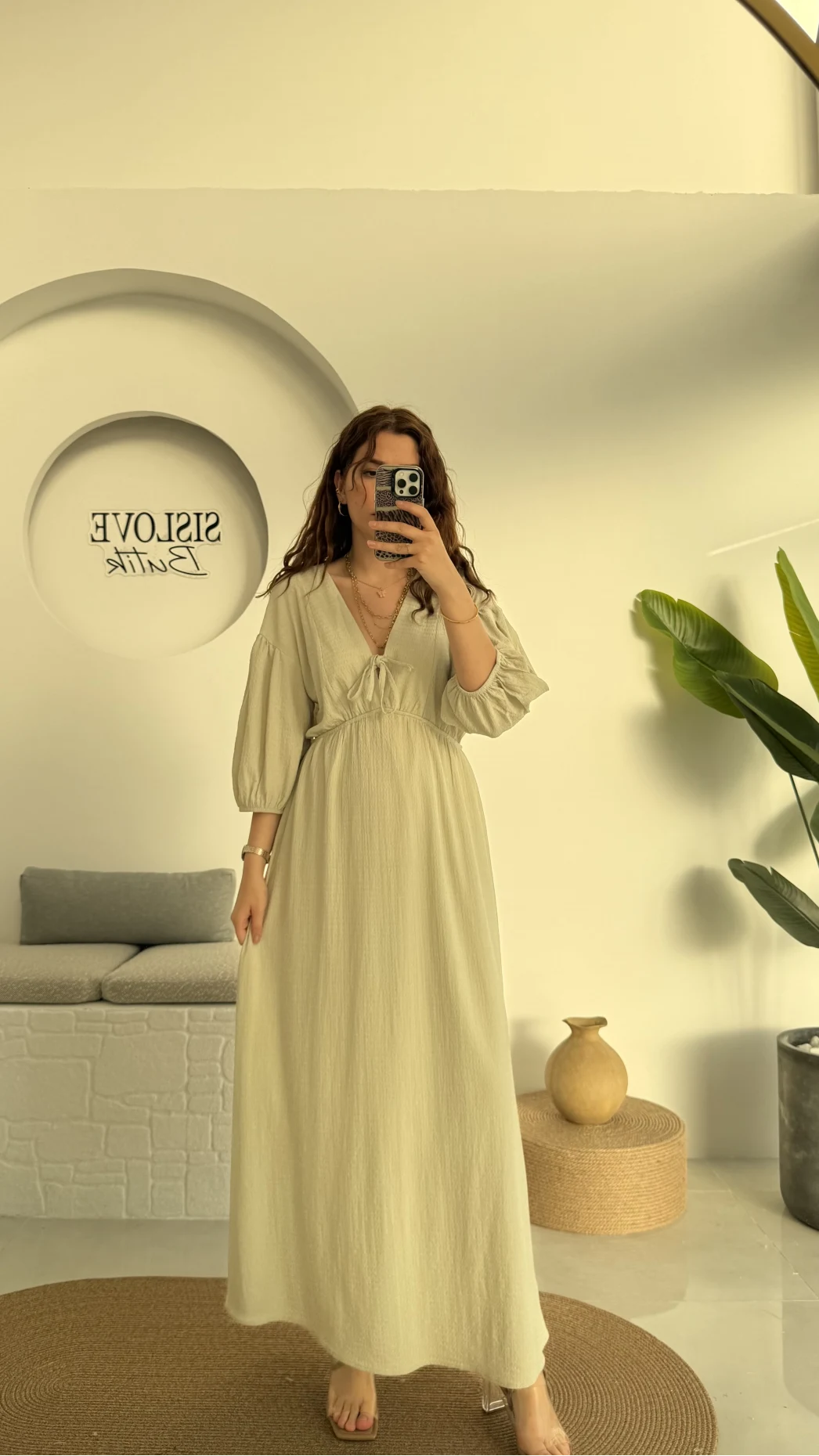 Bürümcük Maxi Boy Becca Elbise Su Yeşili - 3036