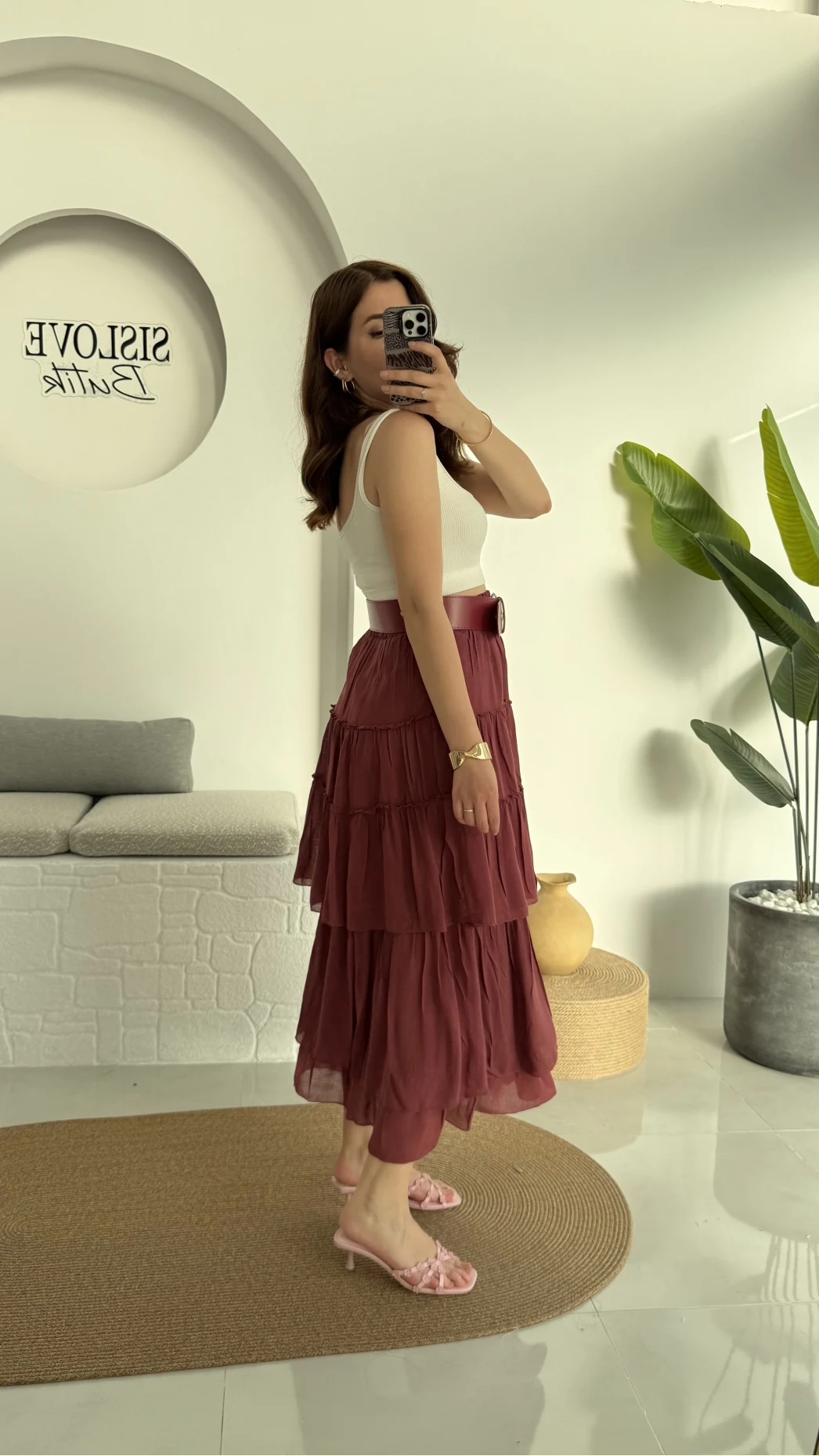 Büyük Kemerli Kat Kat Etek Gül Kurusu