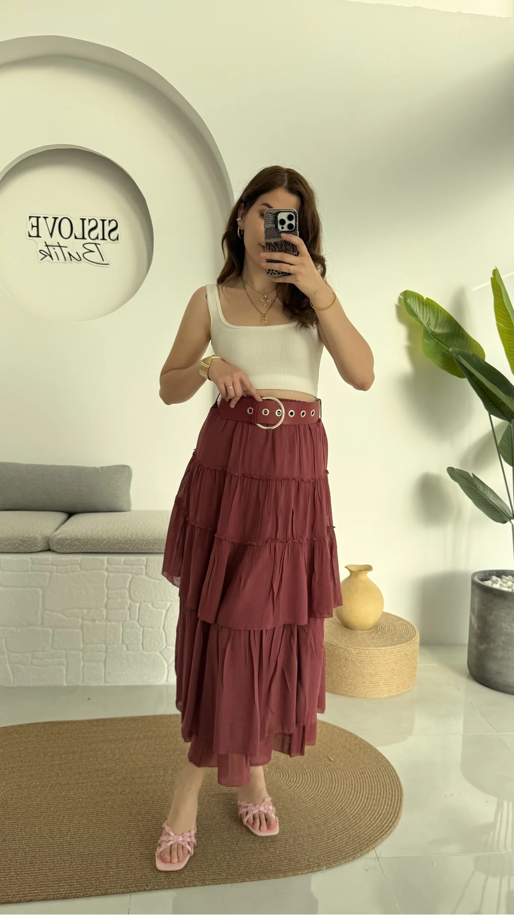 Büyük Kemerli Kat Kat Etek Gül Kurusu