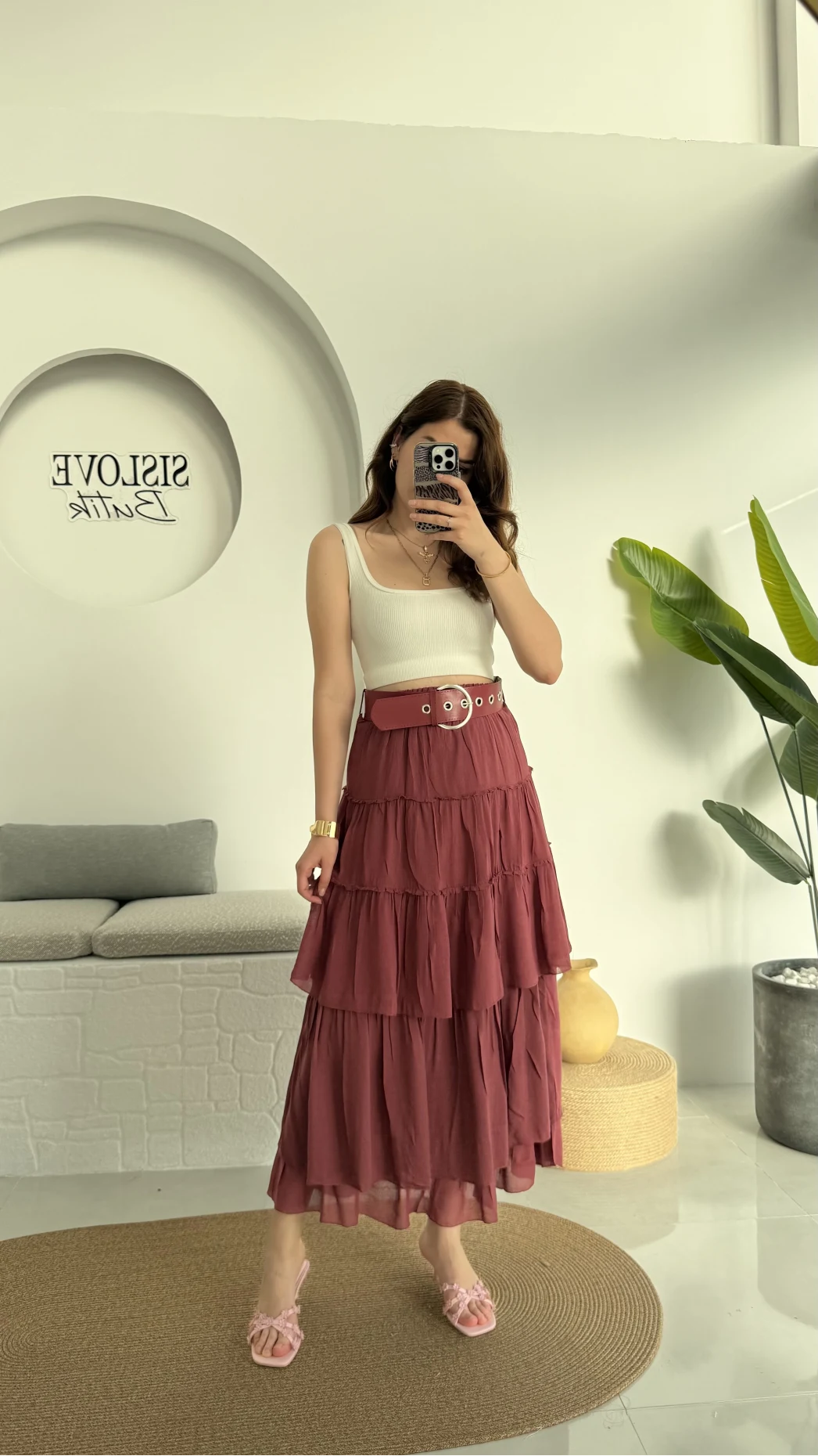 Büyük Kemerli Kat Kat Etek Gül Kurusu