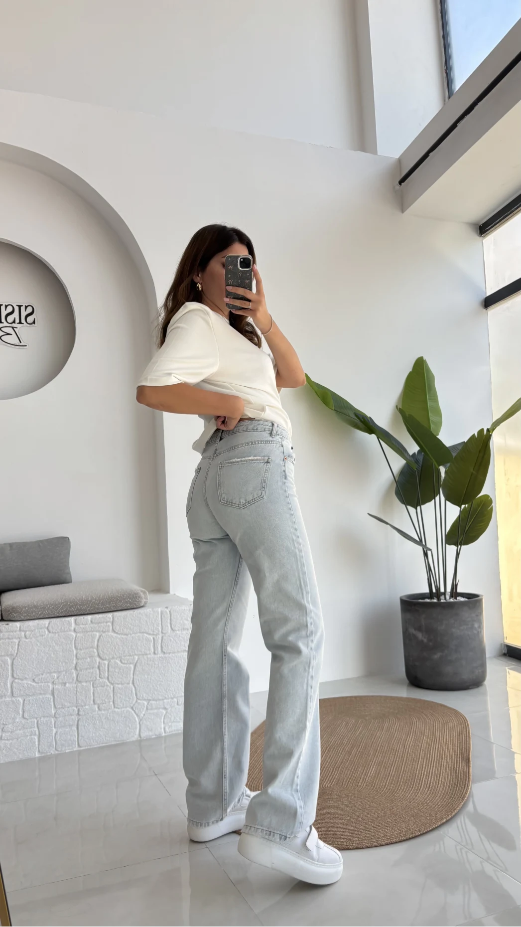 Buz Mavisi Yüksek Bel Denim Jean Pantolon - Kod: 876