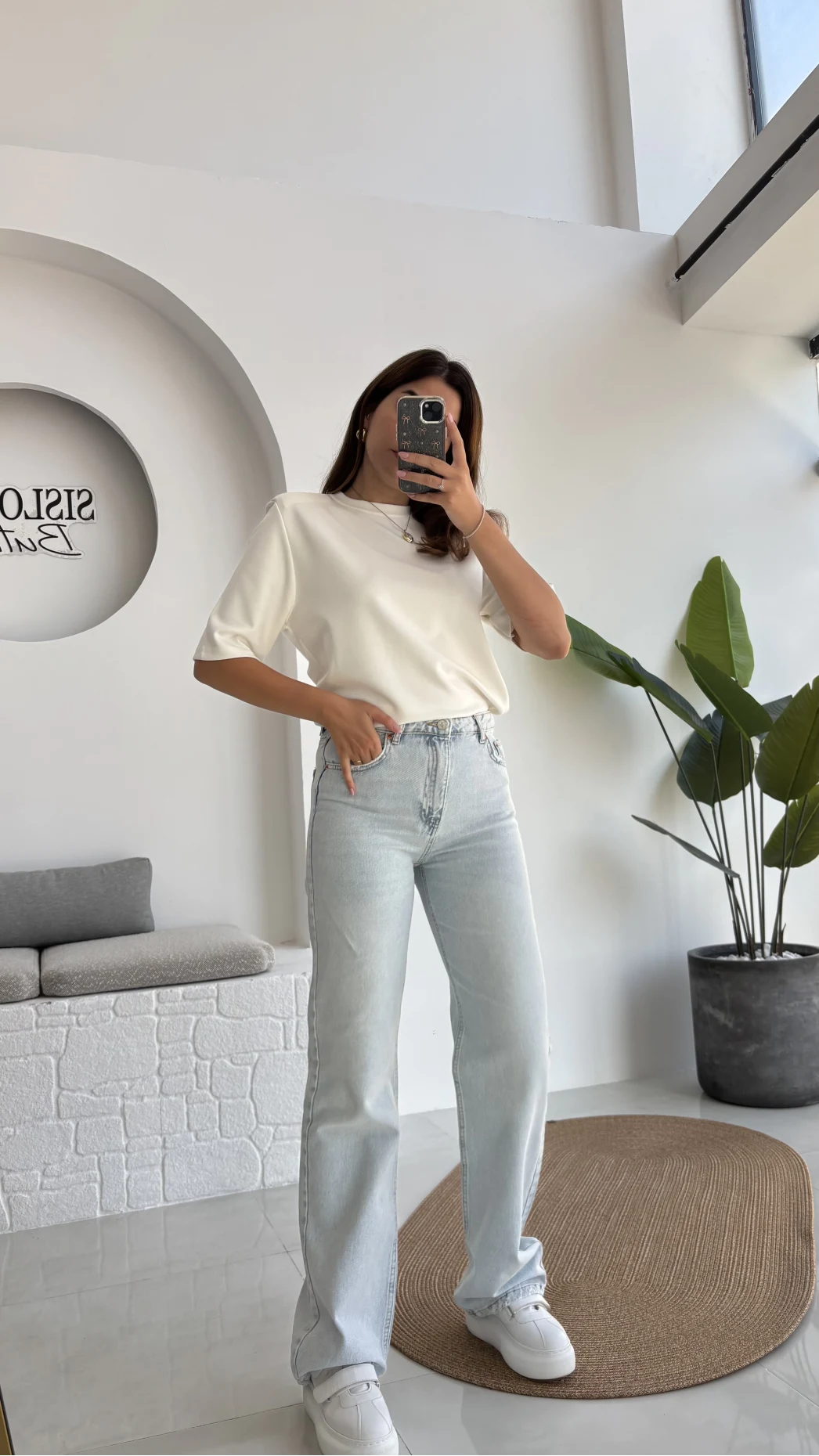 Buz Mavisi Yüksek Bel Denim Jean Pantolon - Kod: 876