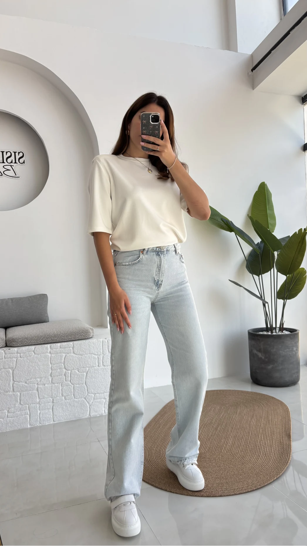 Buz Mavisi Yüksek Bel Denim Jean Pantolon - Kod: 876