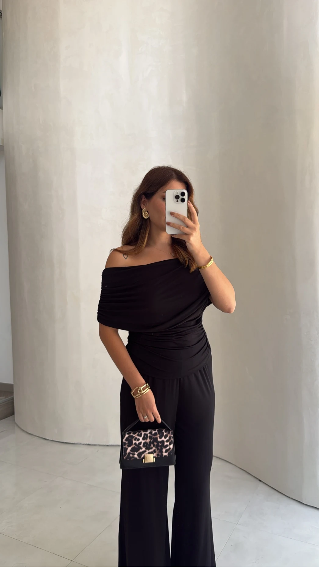 Büzgülü Bluz Pantolon Takım - Siyah - Kod: 905388