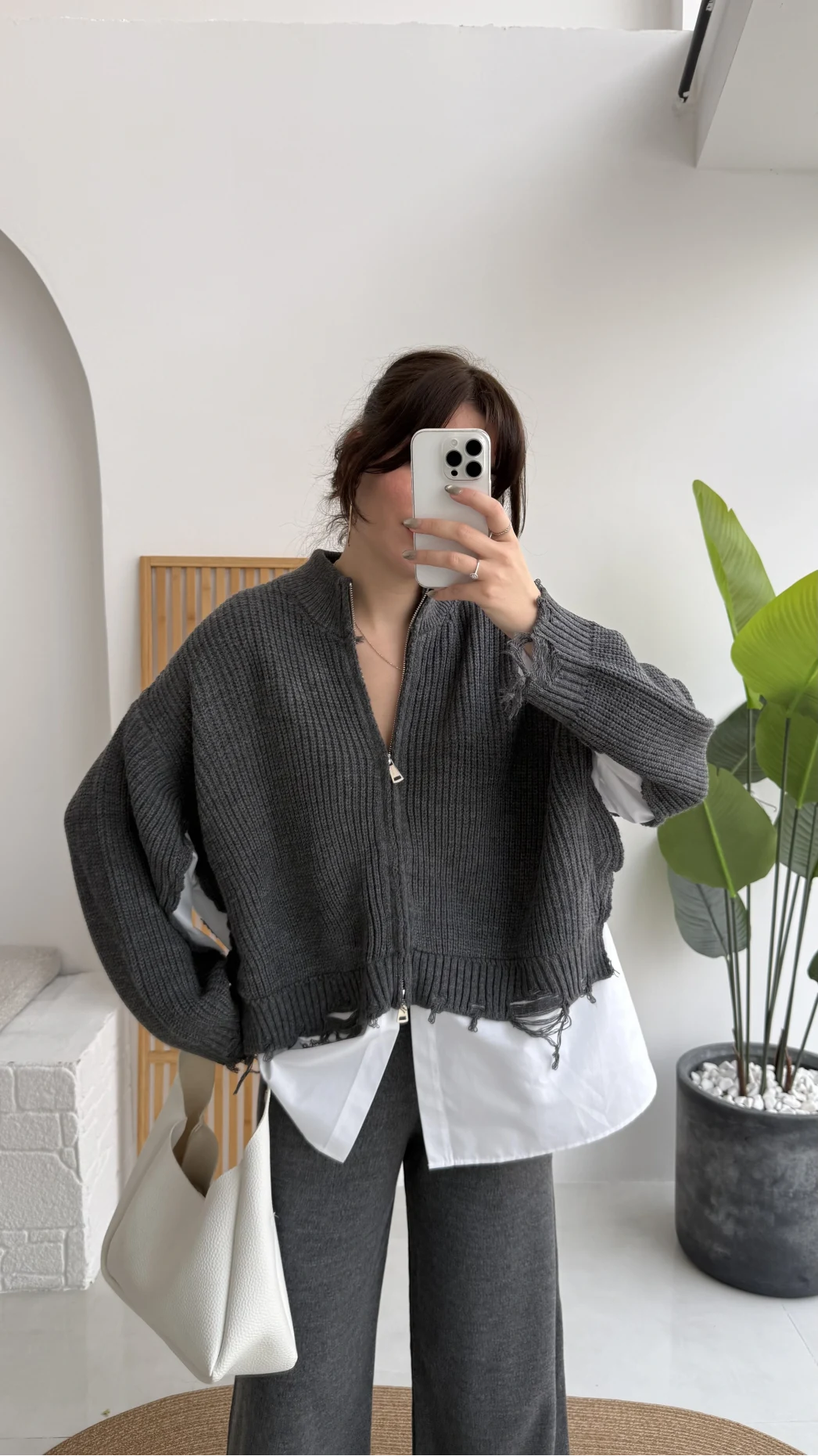 Calliope Gömlek Detay Hırka Takım - Antrasit