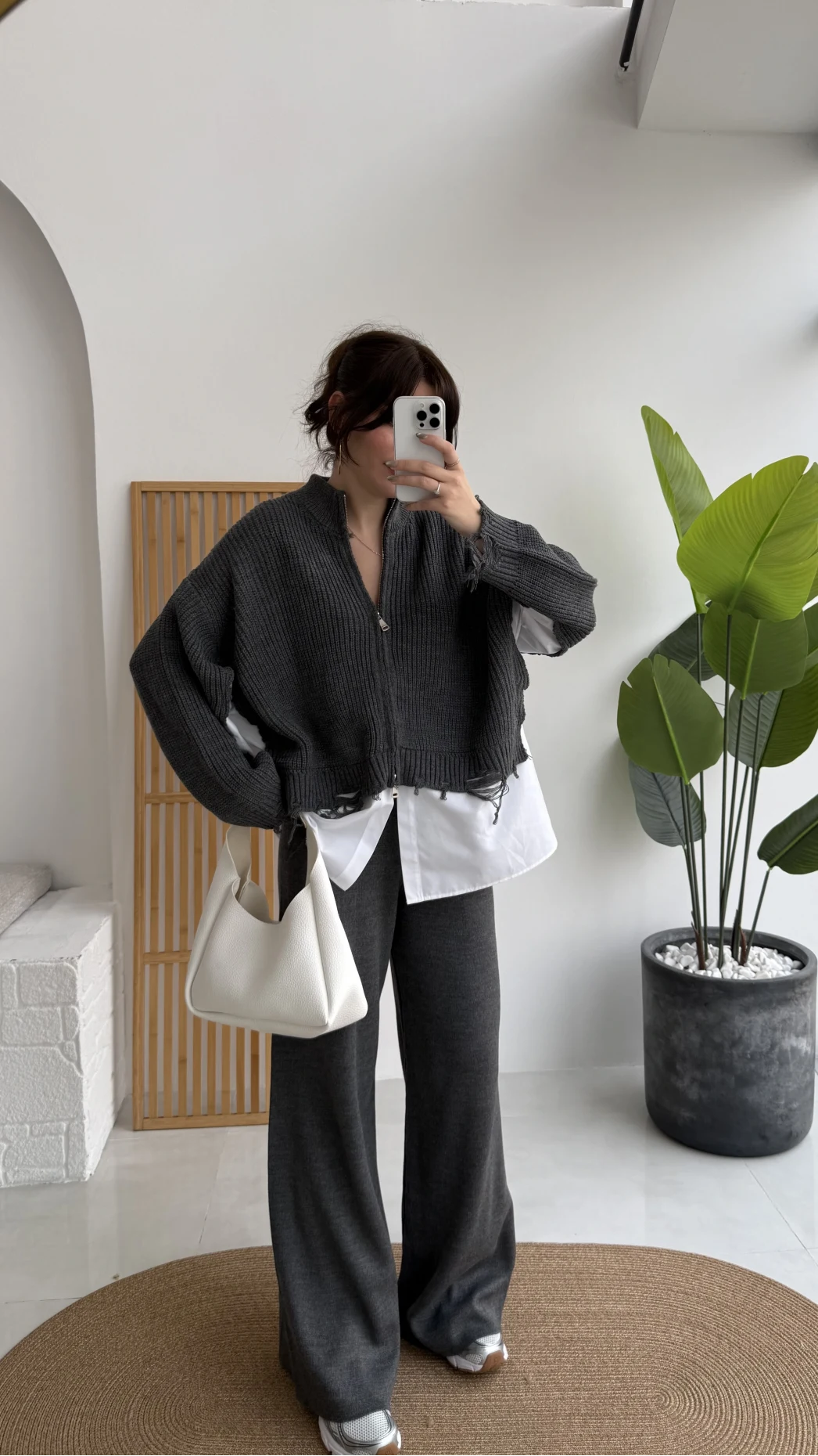 Calliope Gömlek Detay Hırka Takım - Antrasit