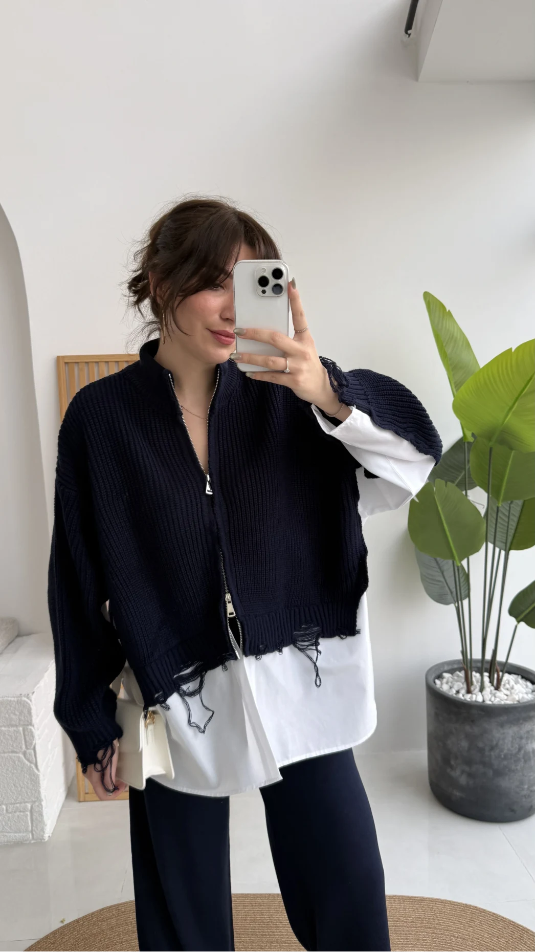 Calliope Gömlek Detay Hırka Takım - Lacivert