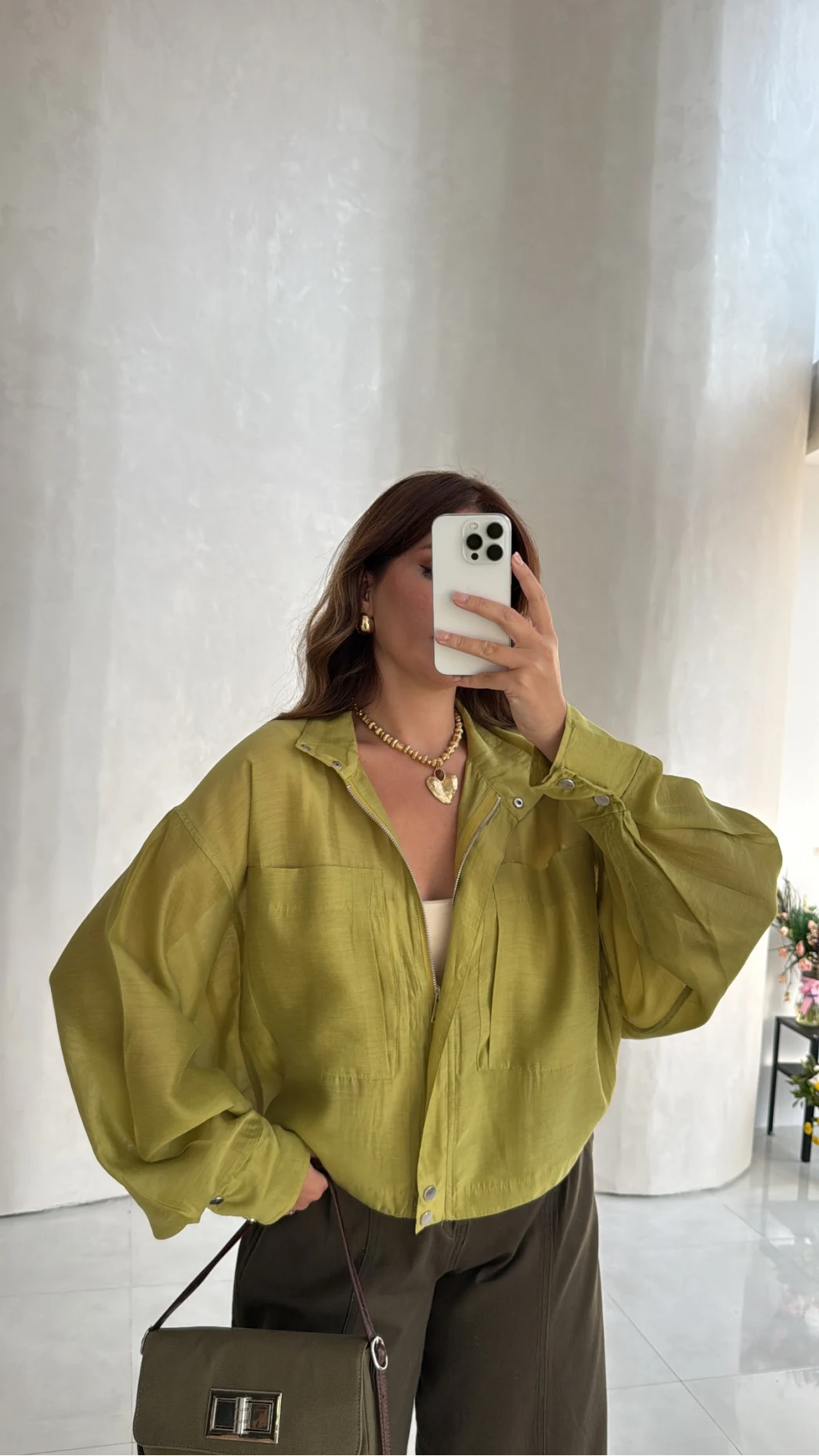Camilla Transparan Ceket - Yeşil - Kod: 9753