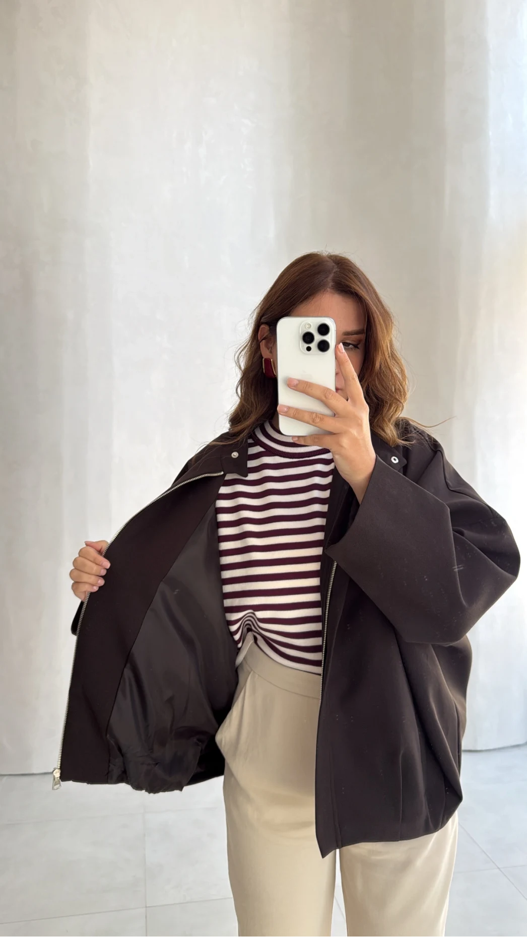 Carlotta Pileli Bomber Ceket - Acı Kahve - Kod: 7781