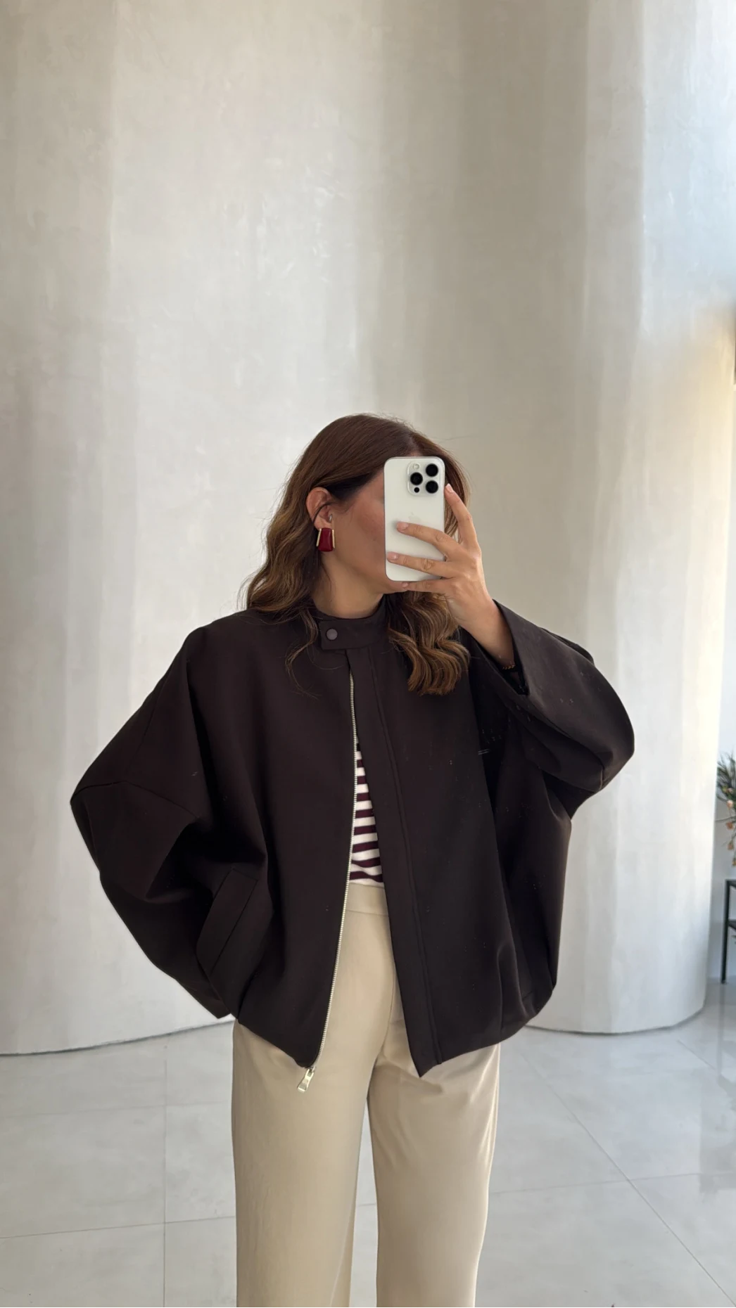Carlotta Pileli Bomber Ceket - Acı Kahve - Kod: 7781