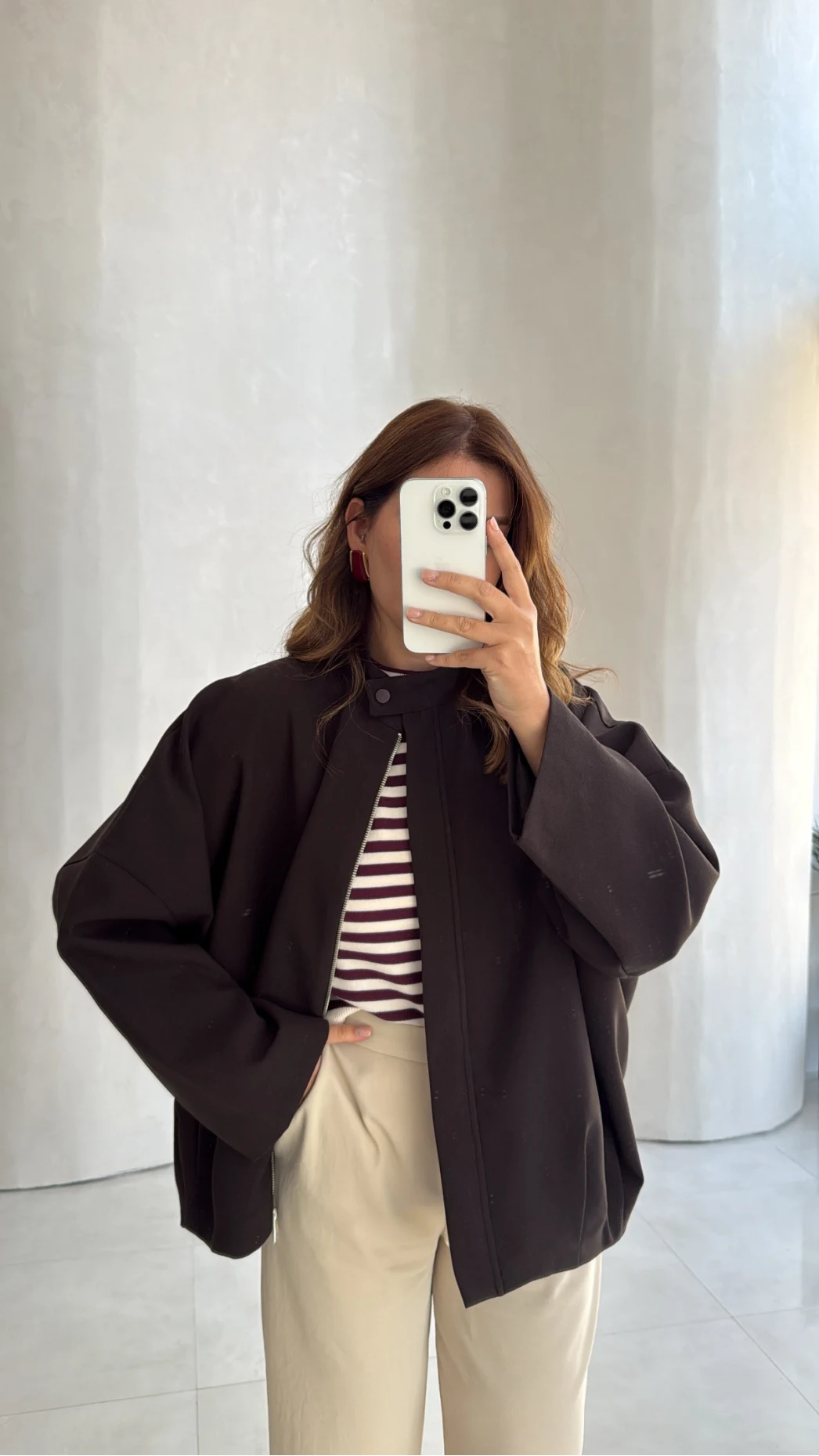 Carlotta Pileli Bomber Ceket - Acı Kahve - Kod: 7781