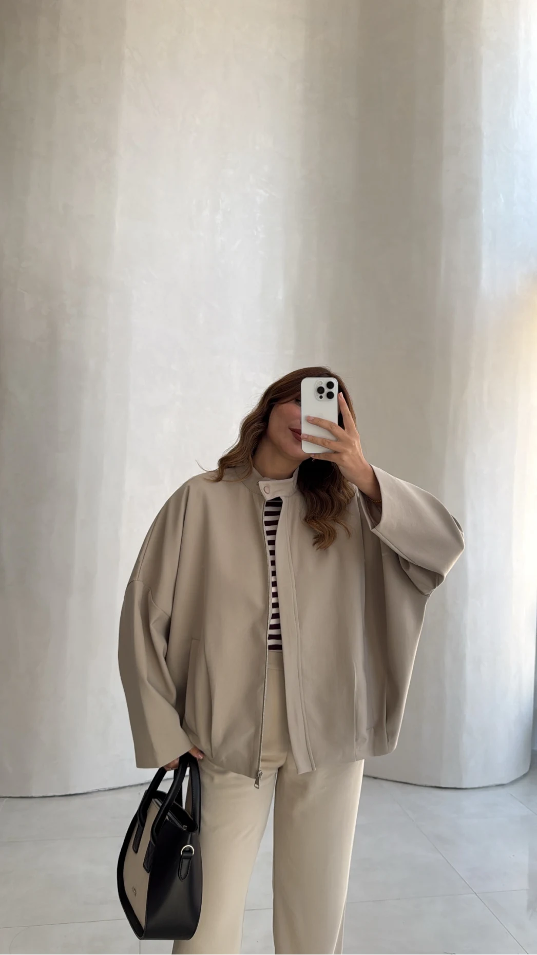 Carlotta Pileli Bomber Ceket - Taş - Kod: 7781