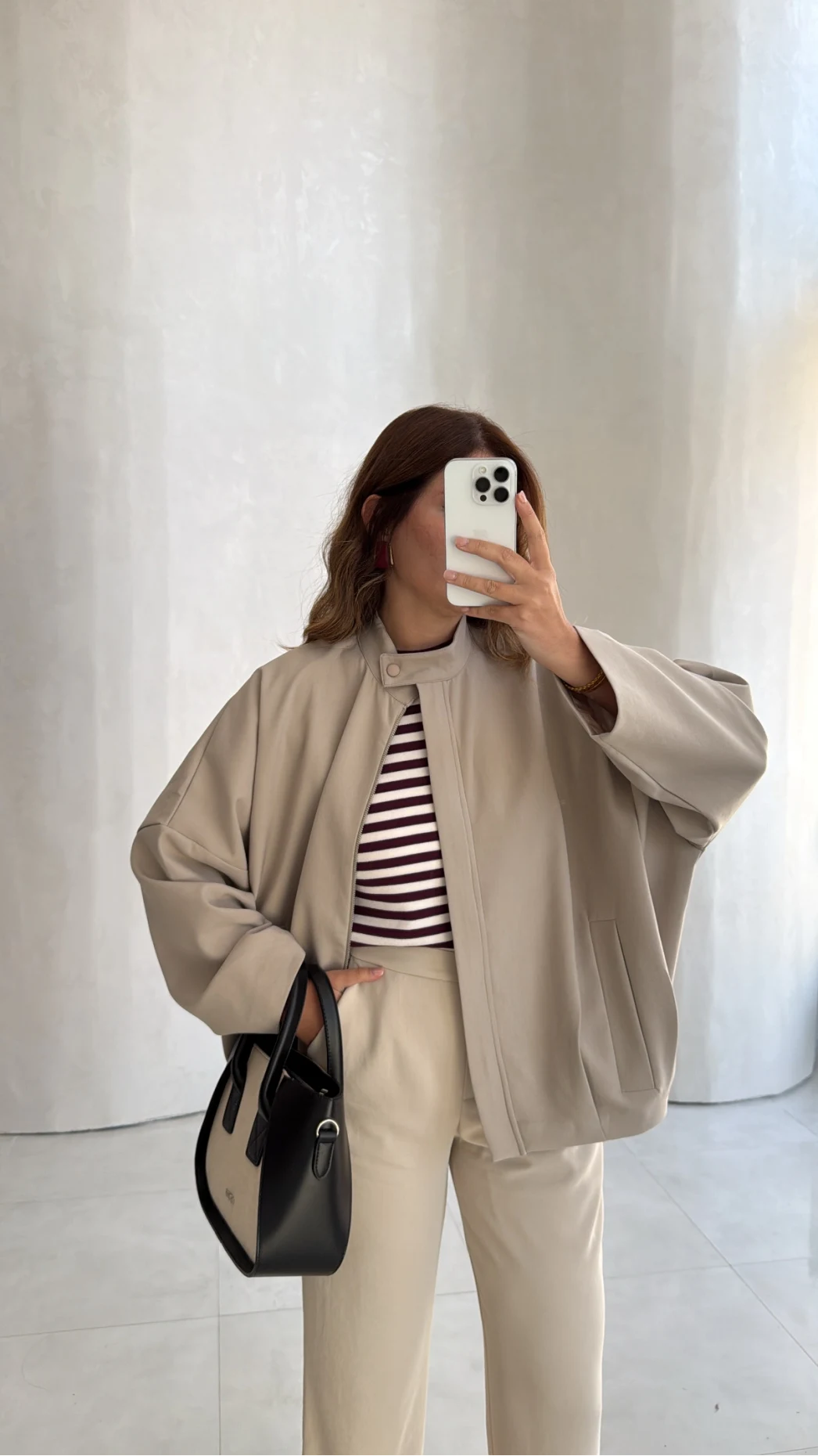 Carlotta Pileli Bomber Ceket - Taş - Kod: 7781