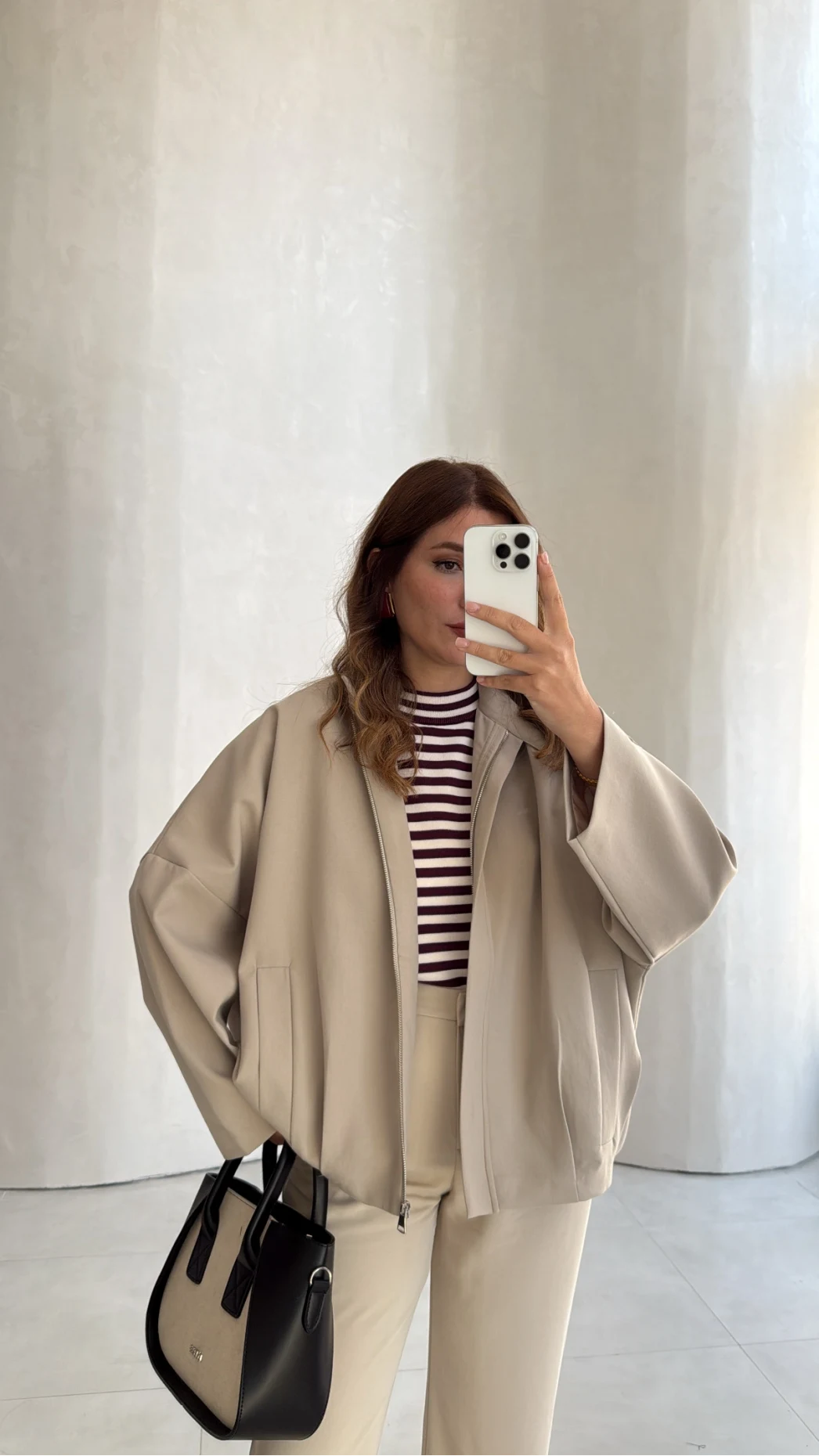 Carlotta Pileli Bomber Ceket - Taş - Kod: 7781