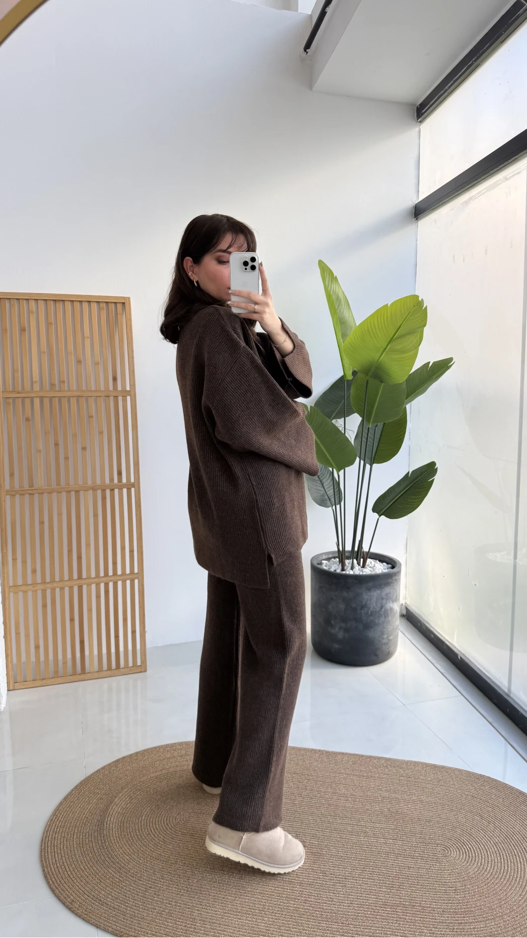 Carly Polo Yaka Triko Takım - Acı Kahve