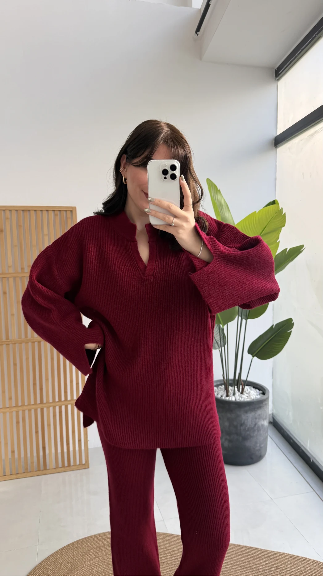 Carly Polo Yaka Triko Takım - Bordo