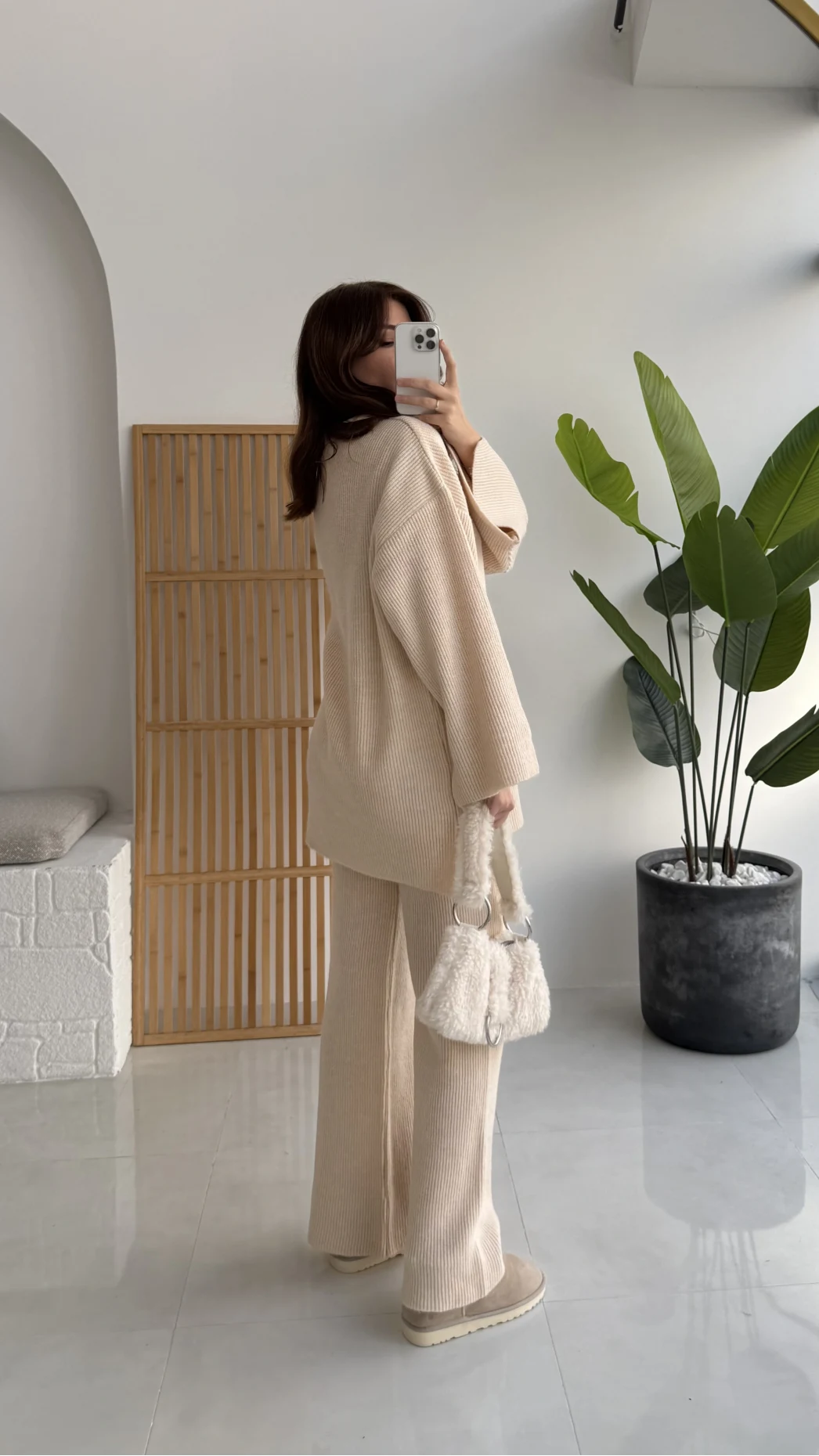 Carly Polo Yaka Triko Takım - Ekru