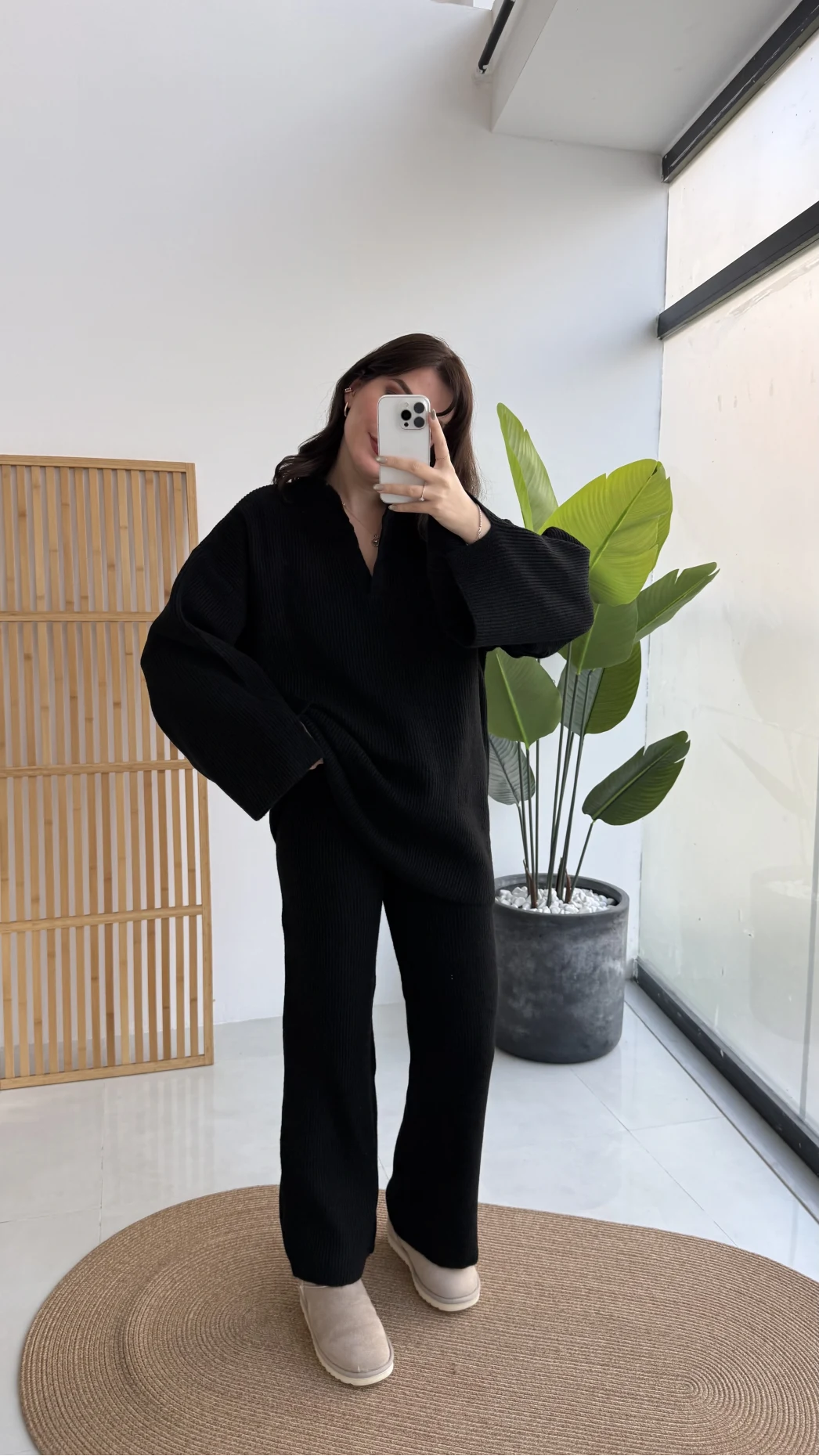 Carly Polo Yaka Triko Takım - Siyah