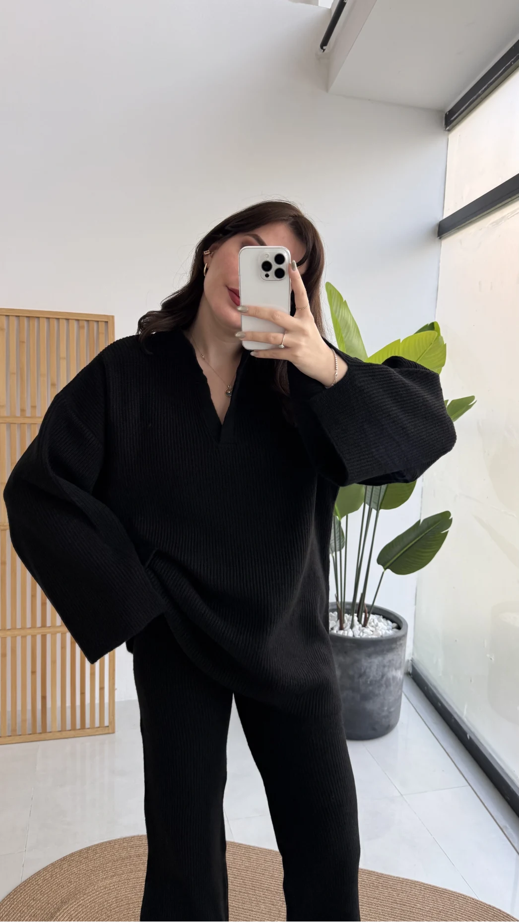 Carly Polo Yaka Triko Takım - Siyah