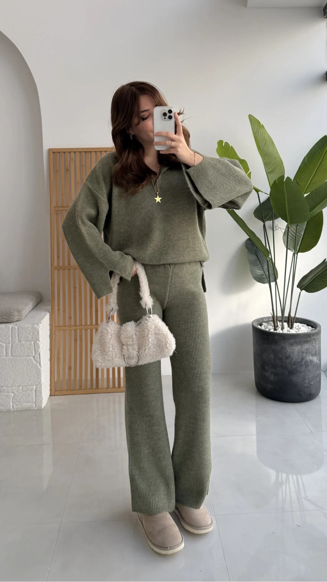 Carly Polo Yaka Triko Takım - Yeşil