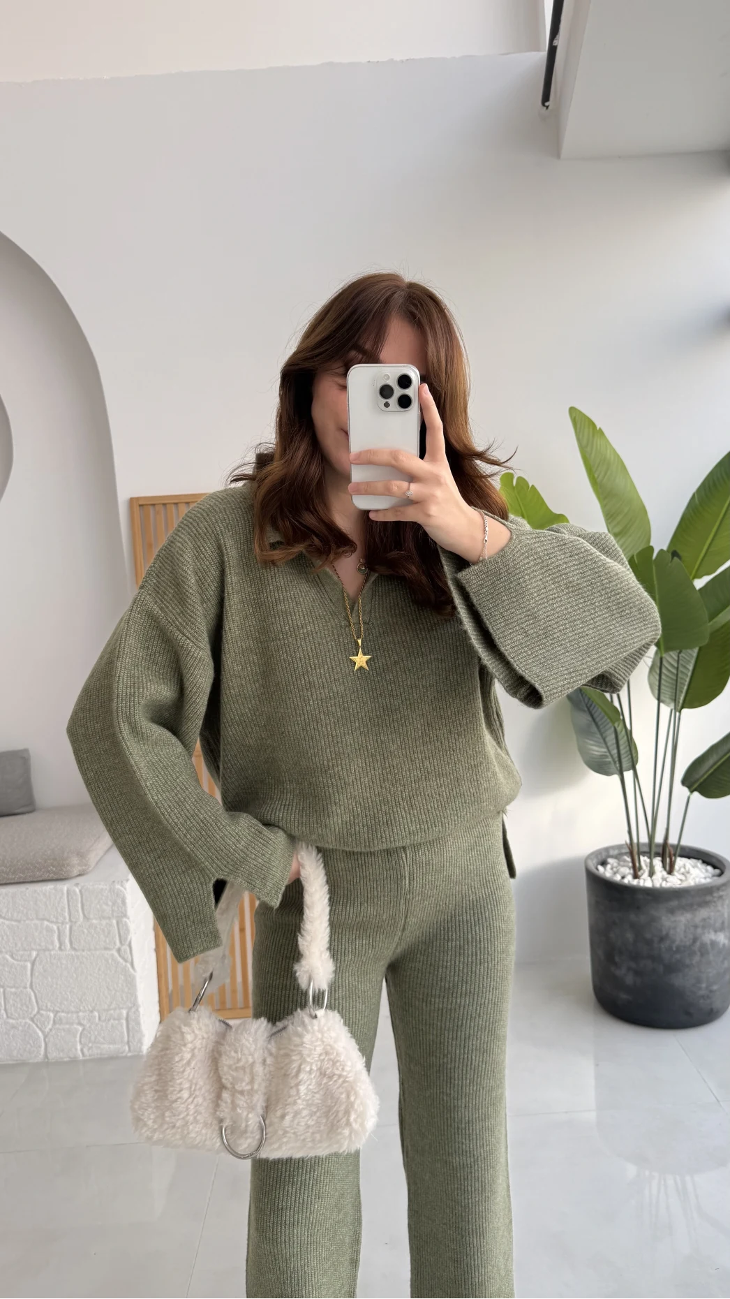 Carly Polo Yaka Triko Takım - Yeşil