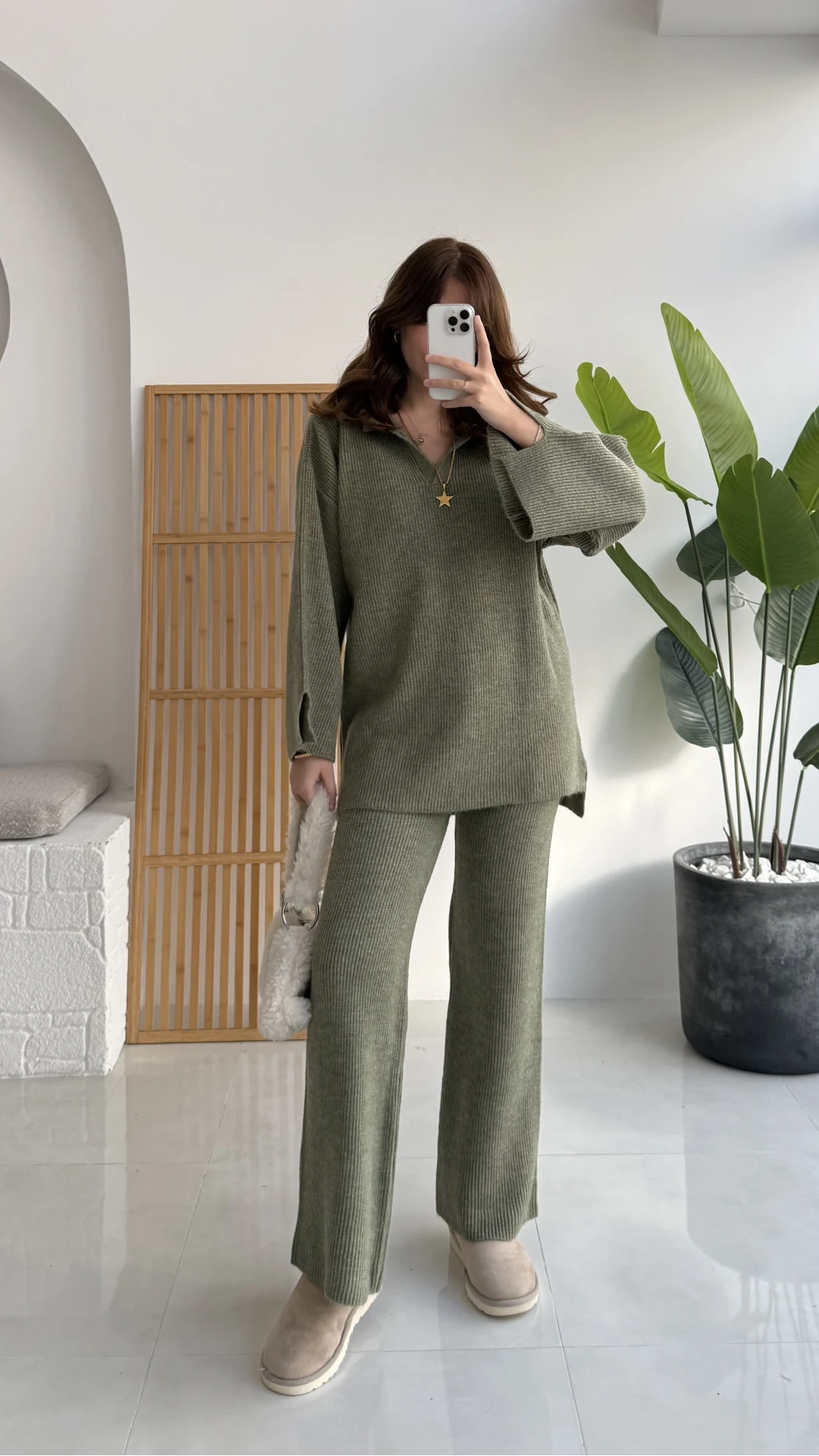 Carly Polo Yaka Triko Takım - Yeşil