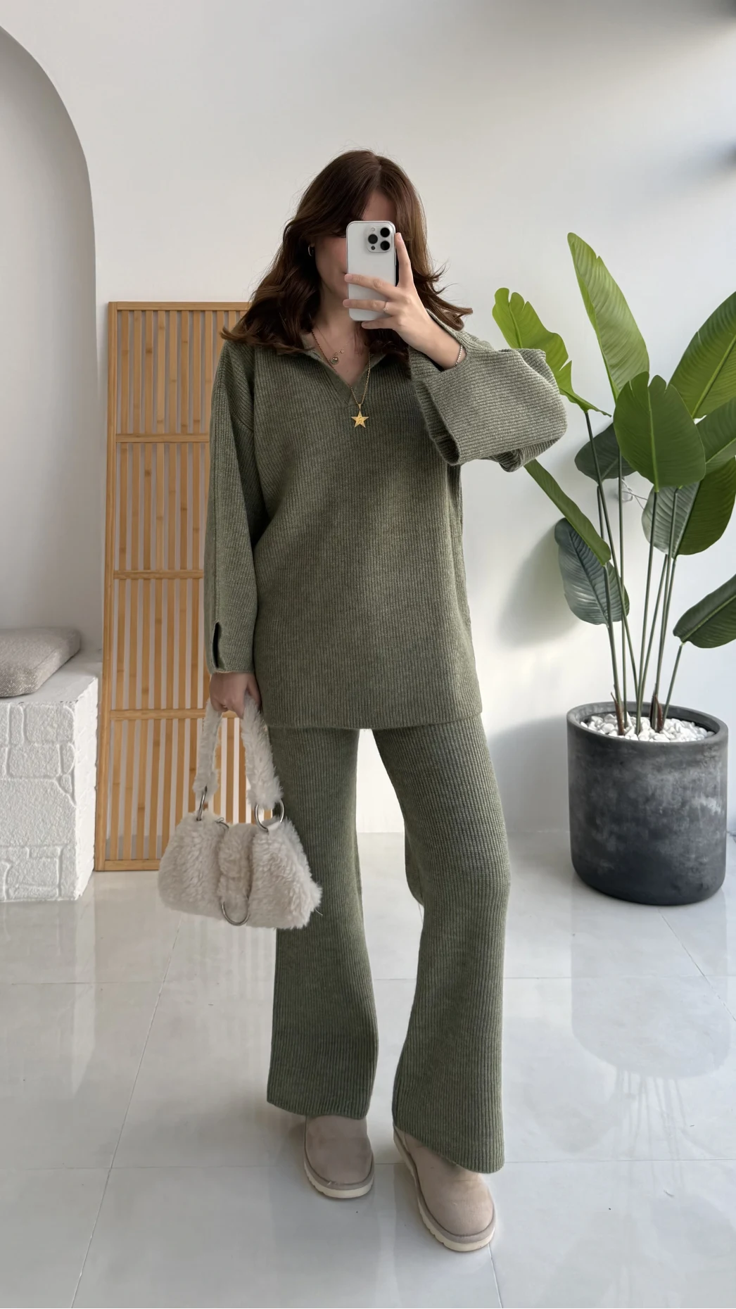 Carly Polo Yaka Triko Takım - Yeşil