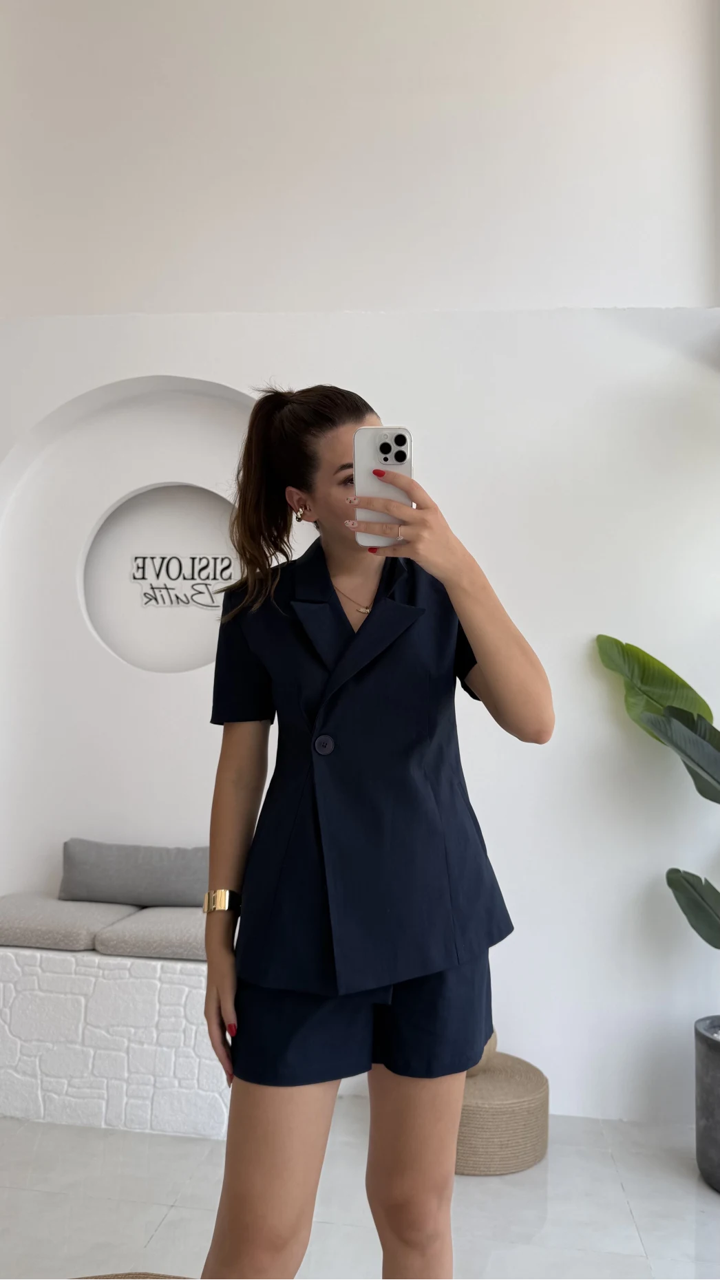 Carmilla Yarım Kol Blazer Ceket Şort Takım - Lacivert - 0459
