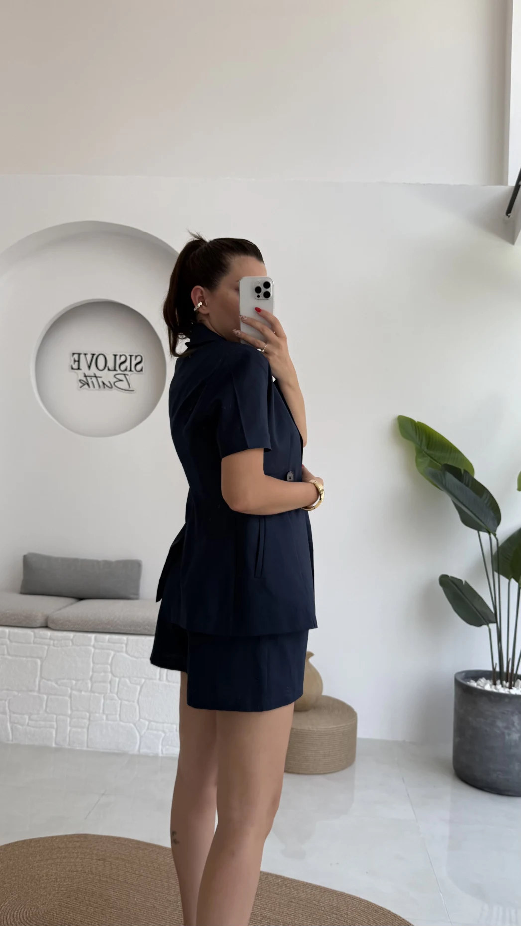 Carmilla Yarım Kol Blazer Ceket Şort Takım - Lacivert - 0459