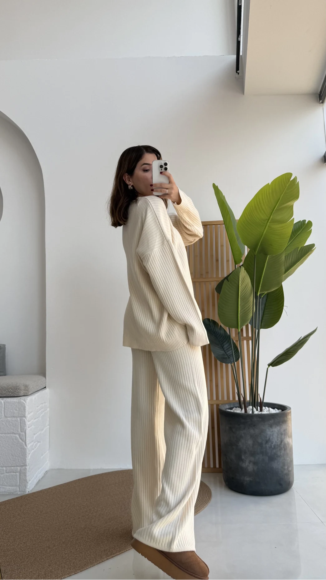 Caroline Triko Takım - Krem - Kod: 7207