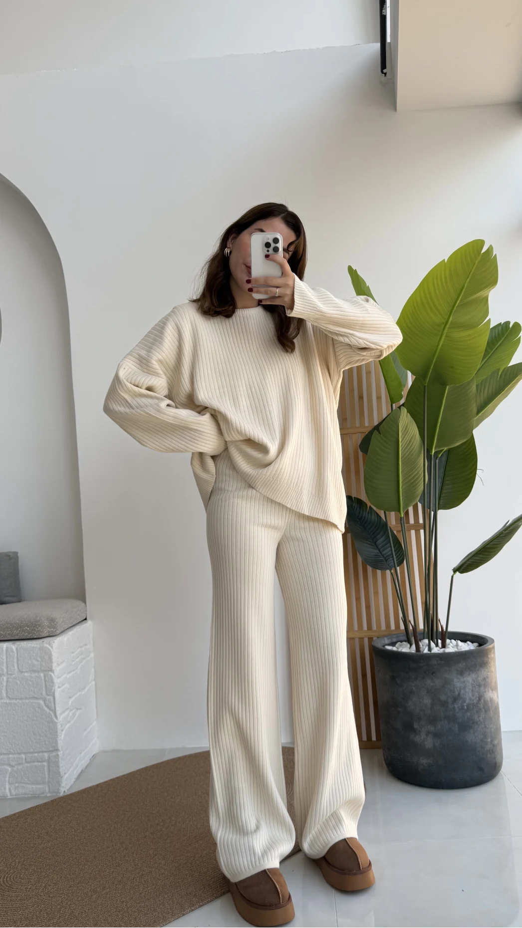 Caroline Triko Takım - Krem - Kod: 7207