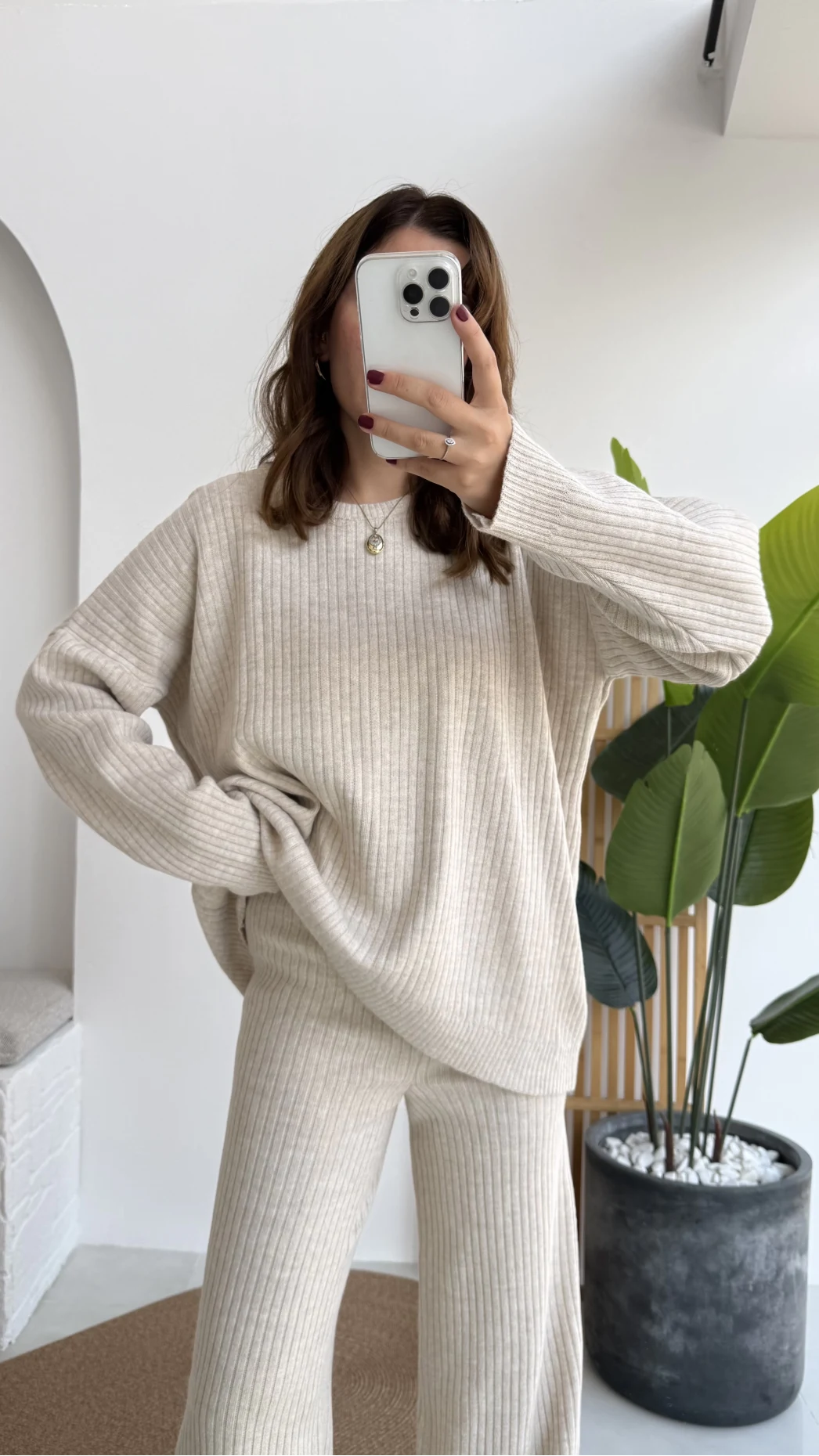 Caroline Triko Takım - Taş - Kod: 7207