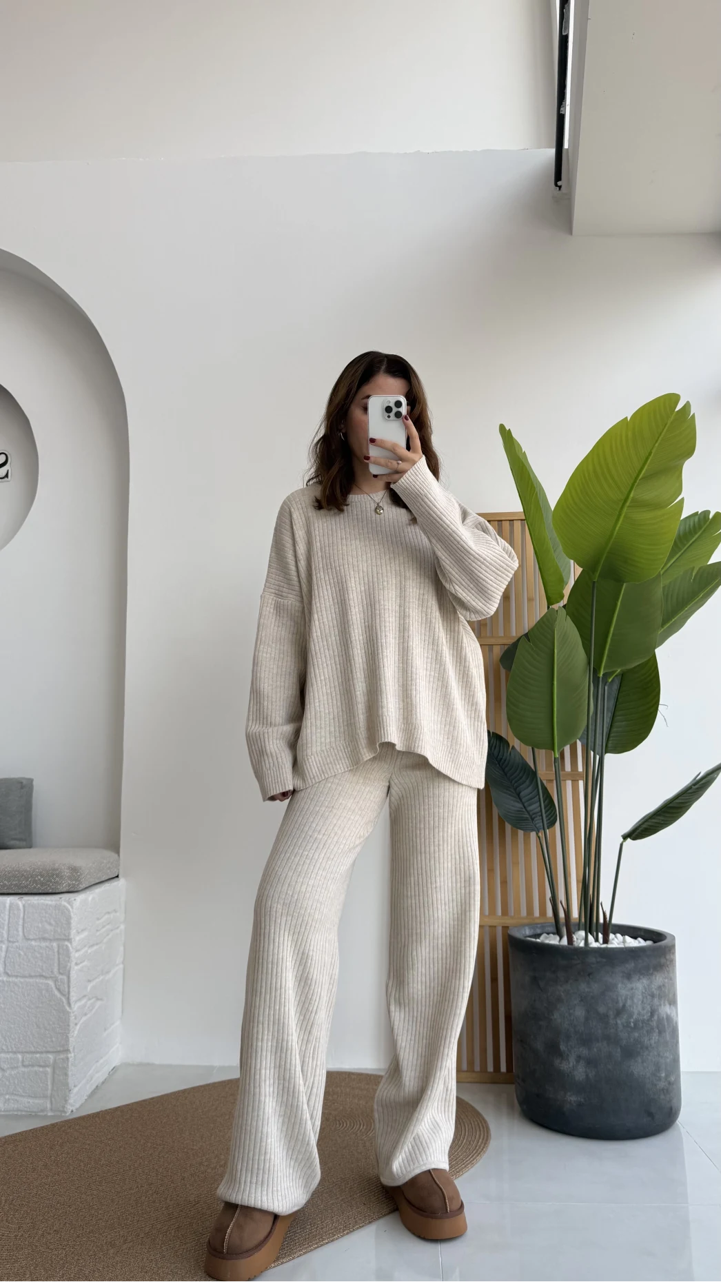 Caroline Triko Takım - Taş - Kod: 7207