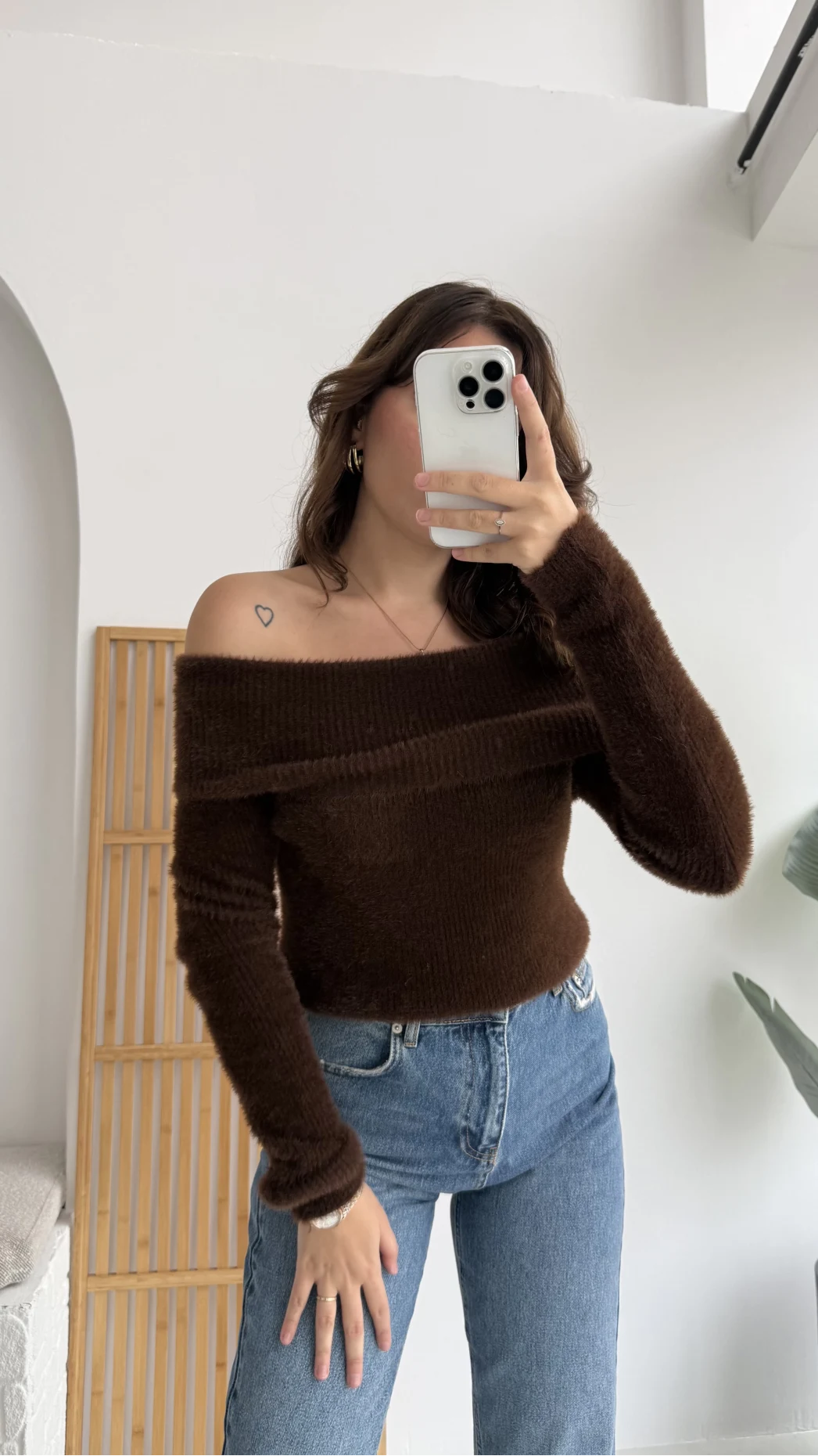 Caterina Madonna Yaka Kazak Acı Kahve Kod: 25040