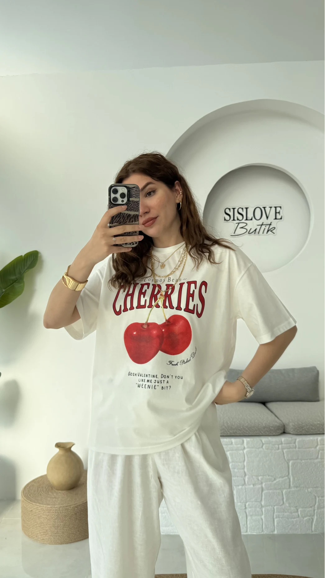 Cherry Baskılı T-shirt - 00350