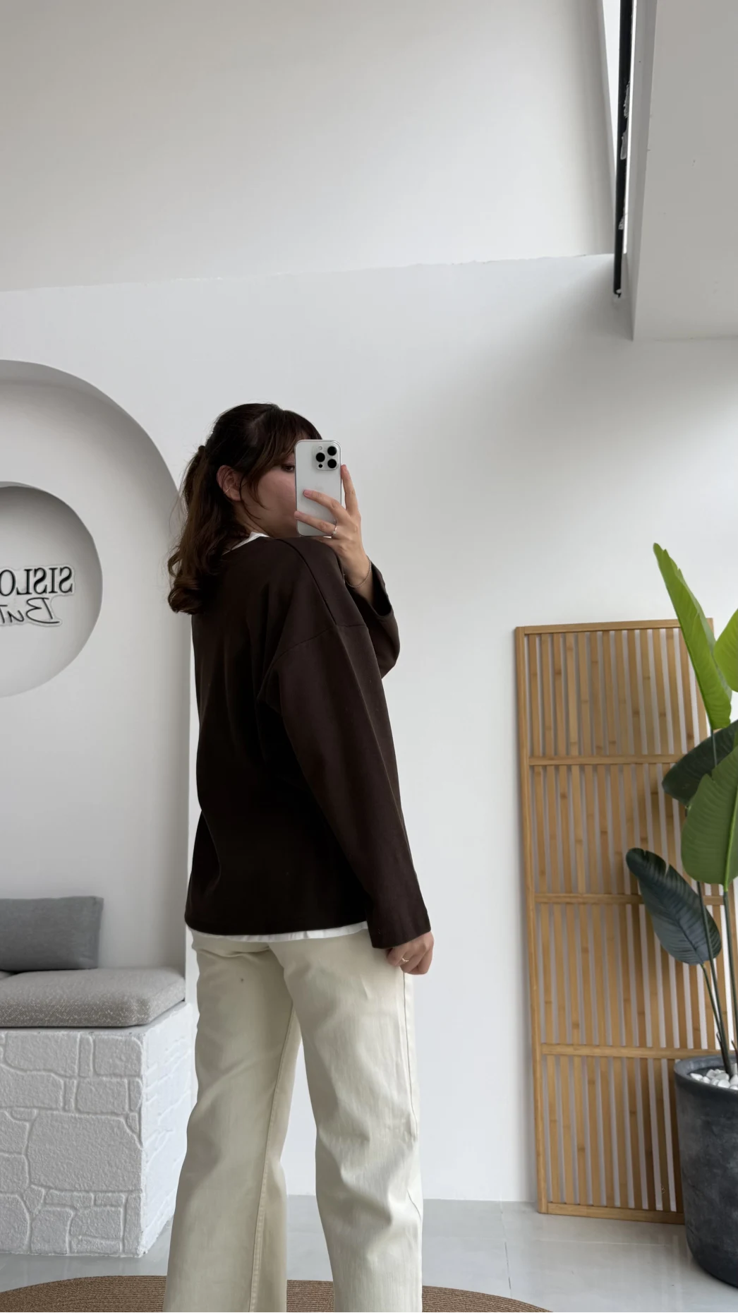 Çift Katman Görünümlü Sweat - Kahverengi - Kod: 1052