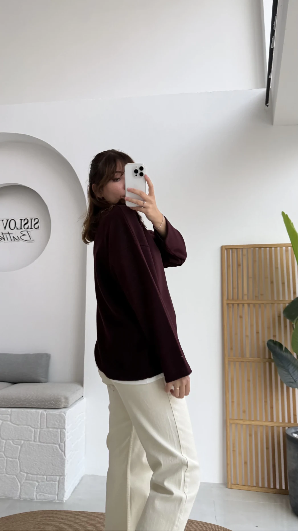 Çift Katman Görünümlü Sweat - Mürdüm - Kod: 1052