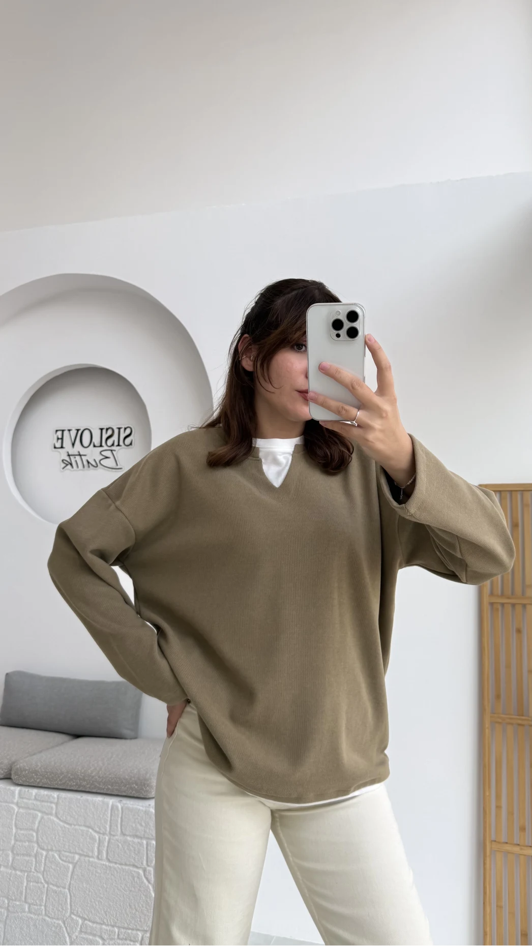 Çift Katman Görünümlü Sweat - Toprak - Kod: 1052