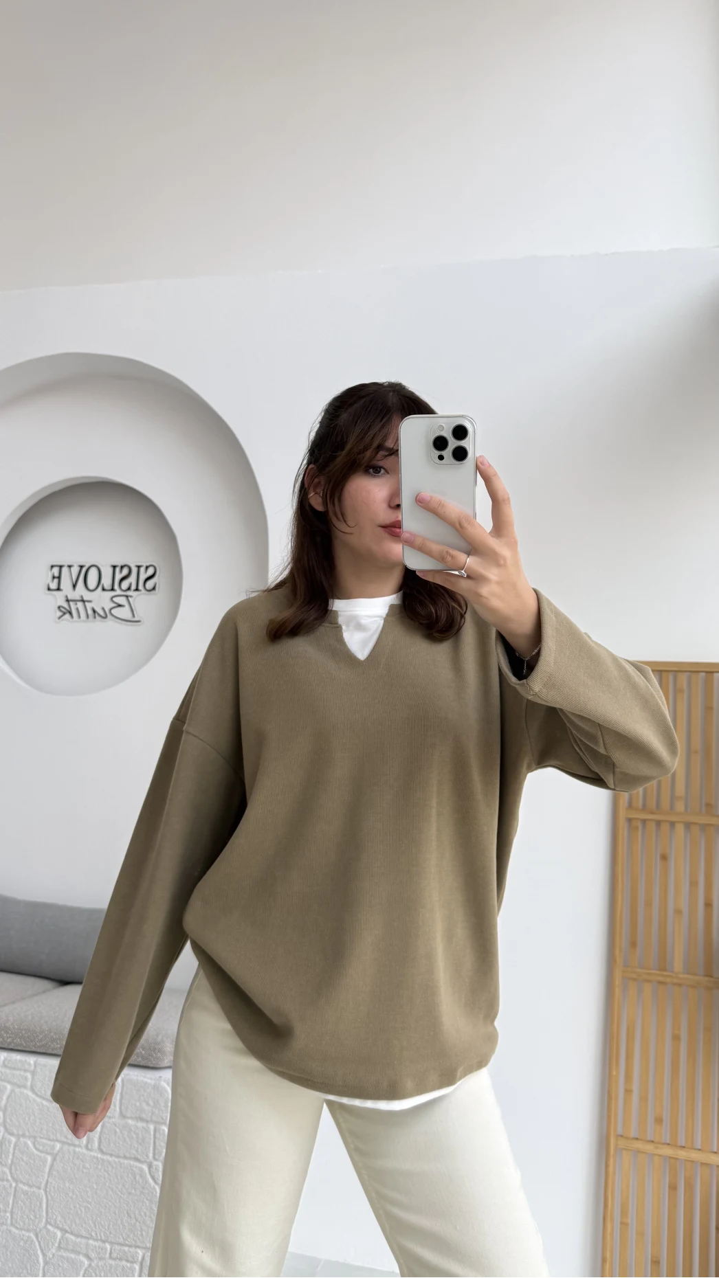 Çift Katman Görünümlü Sweat - Toprak - Kod: 1052