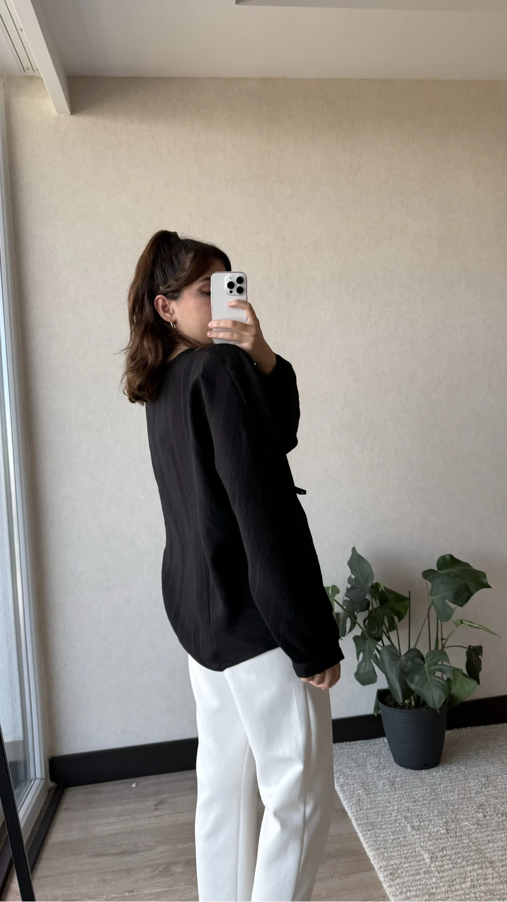 Çizgili Önden Bağlamalı Bluz Siyah