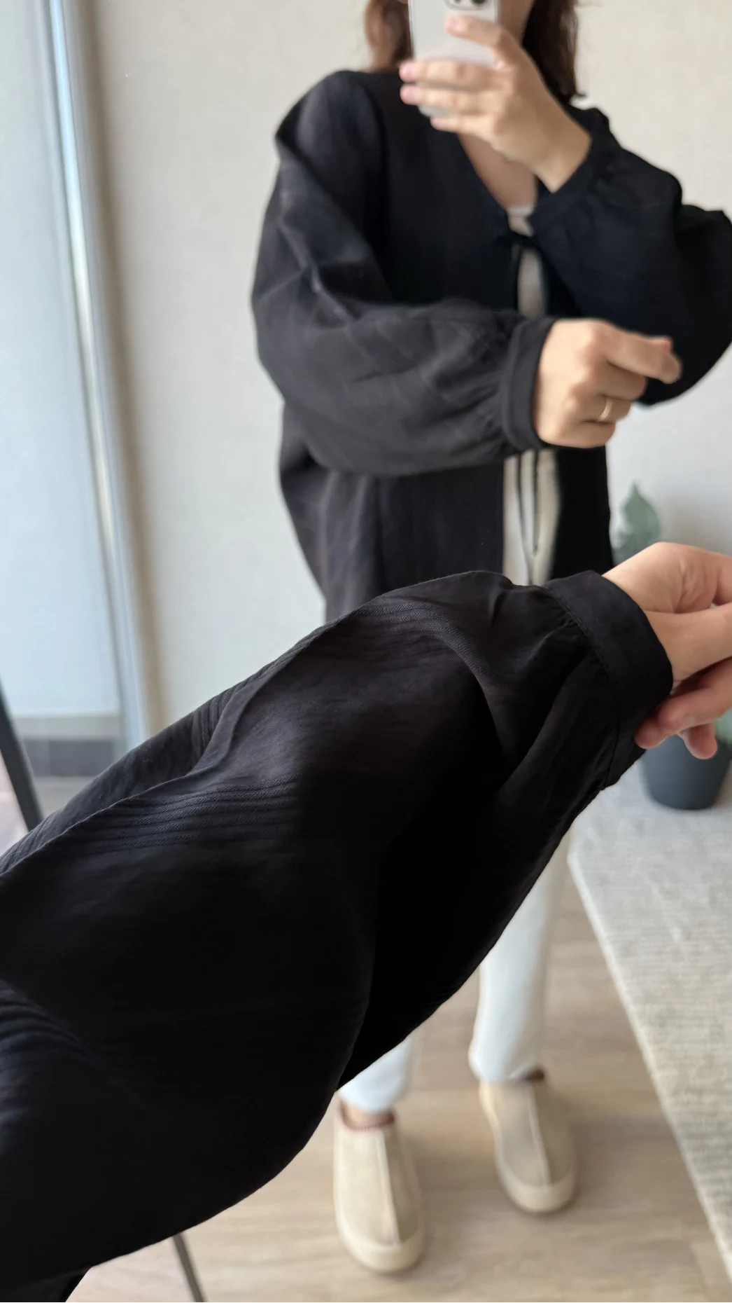 Çizgili Önden Bağlamalı Bluz Siyah